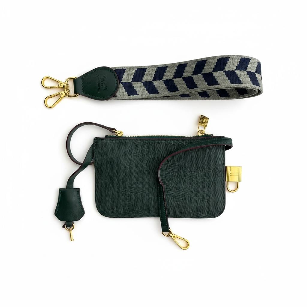 🔥 Hermès Garden Party Inspired Tote Bag – Deep Green Edition (with Strap & Pouch) 🔥