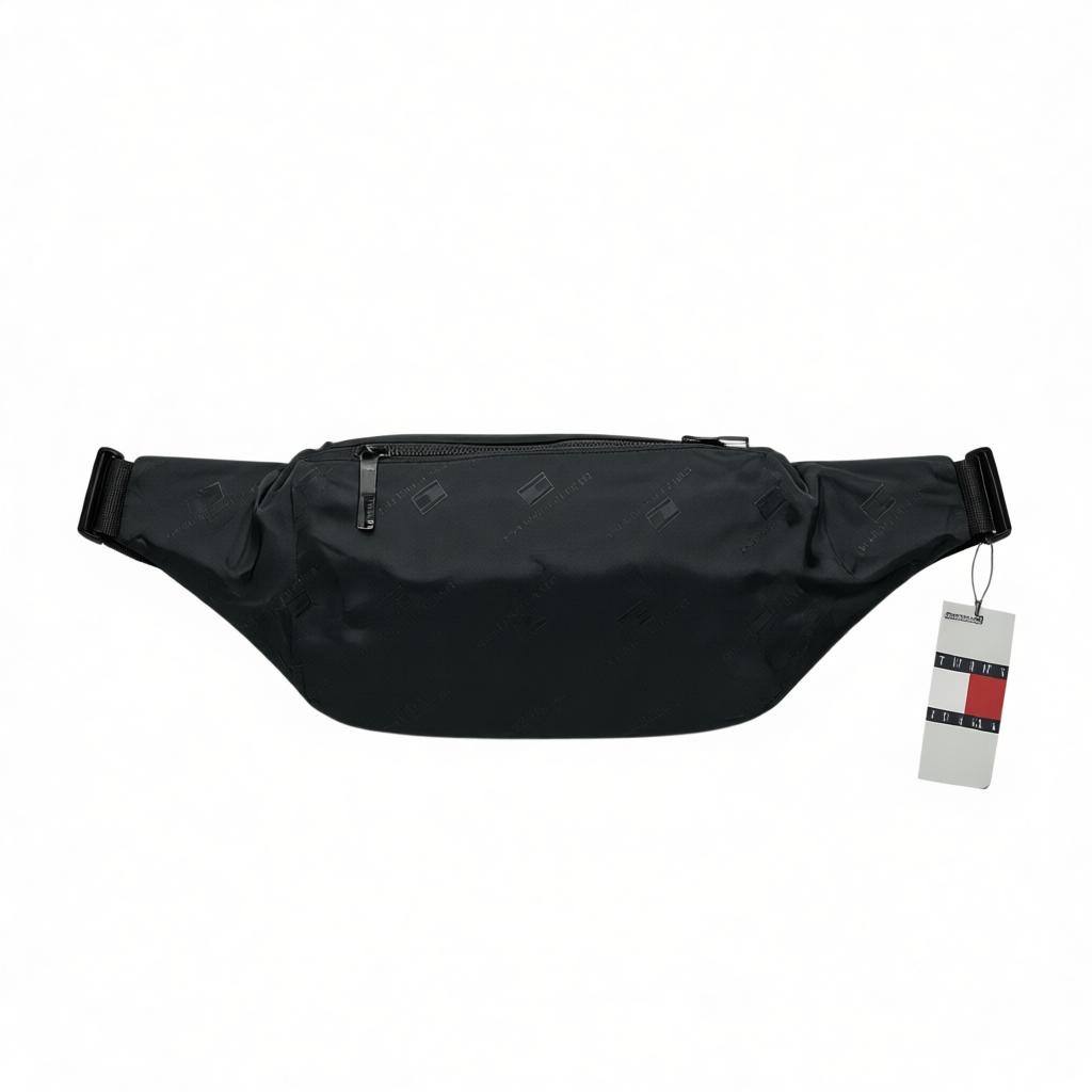 Tommy Hilfiger Black Waist Bag 🎒🖤 | Signature TH Monogram Crossbody