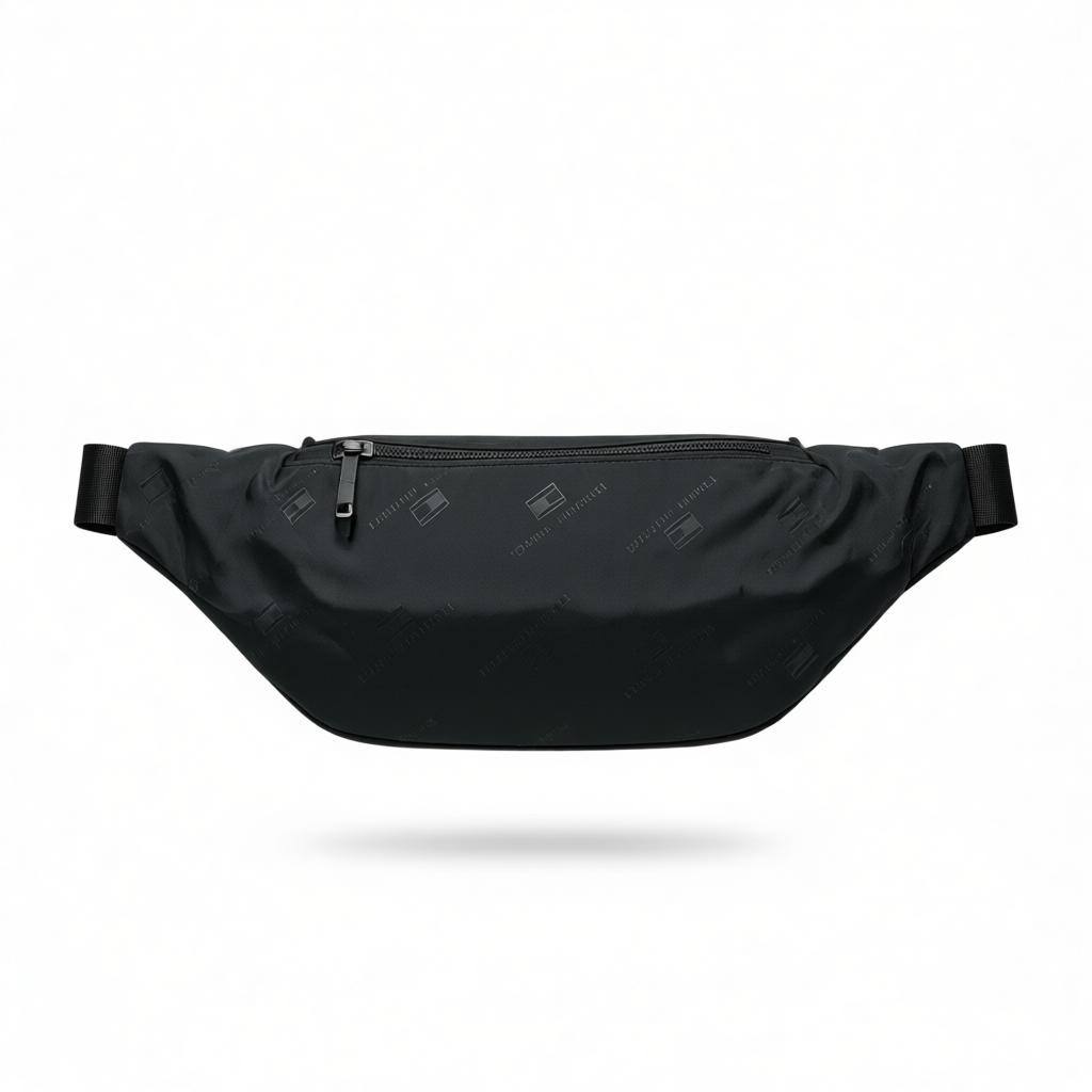 Tommy Hilfiger Black Waist Bag 🎒🖤 | Signature TH Monogram Crossbody
