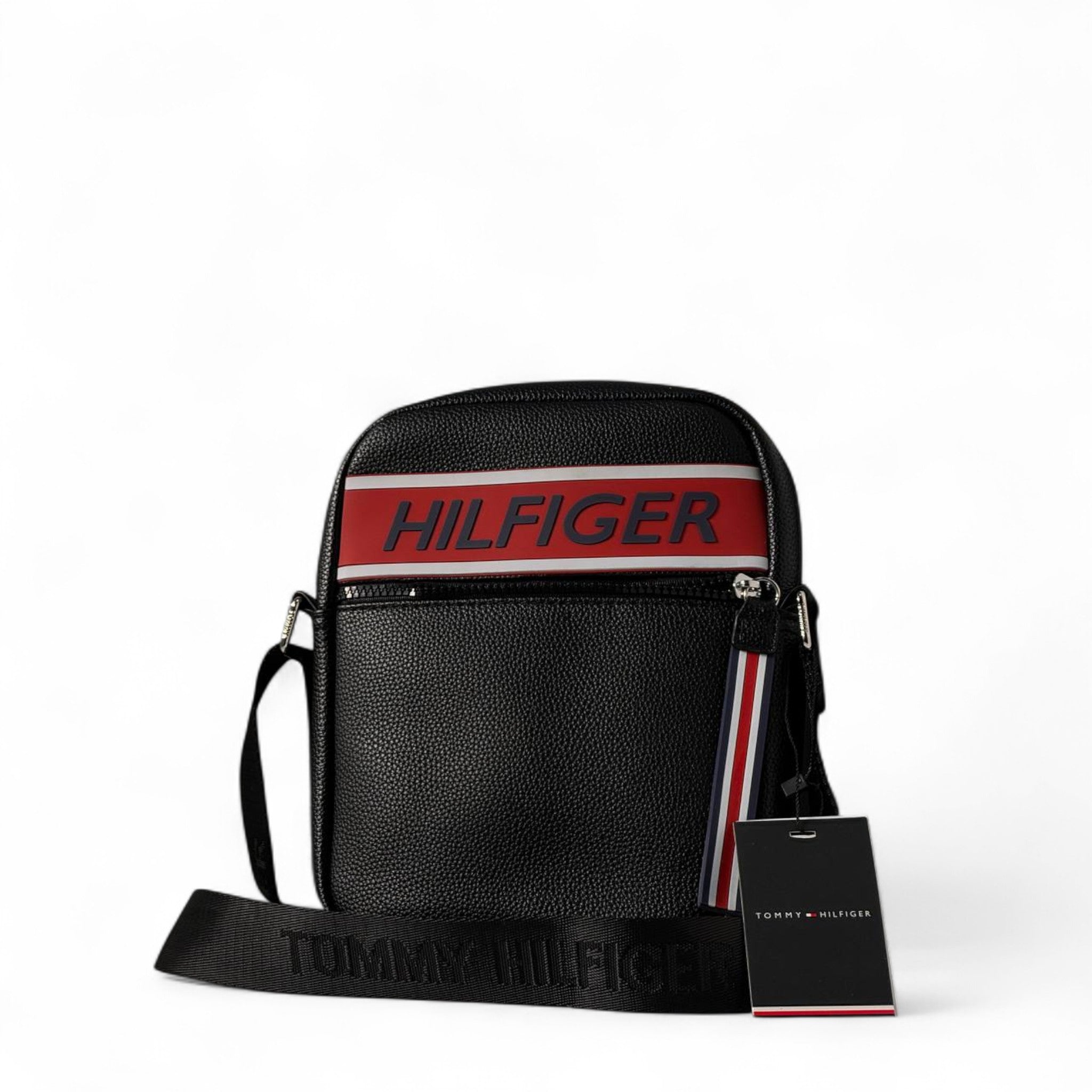 Tommy Hilfiger Black Crossbody Bag 🔴 | Bold “HILFIGER” Street Style Pouch