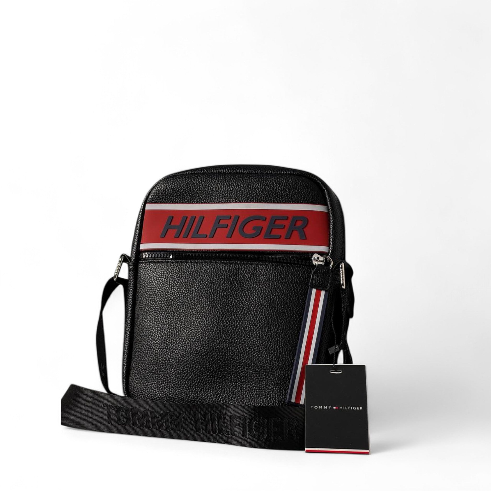 Tommy Hilfiger Black Crossbody Bag 🔴 | Bold “HILFIGER” Street Style Pouch