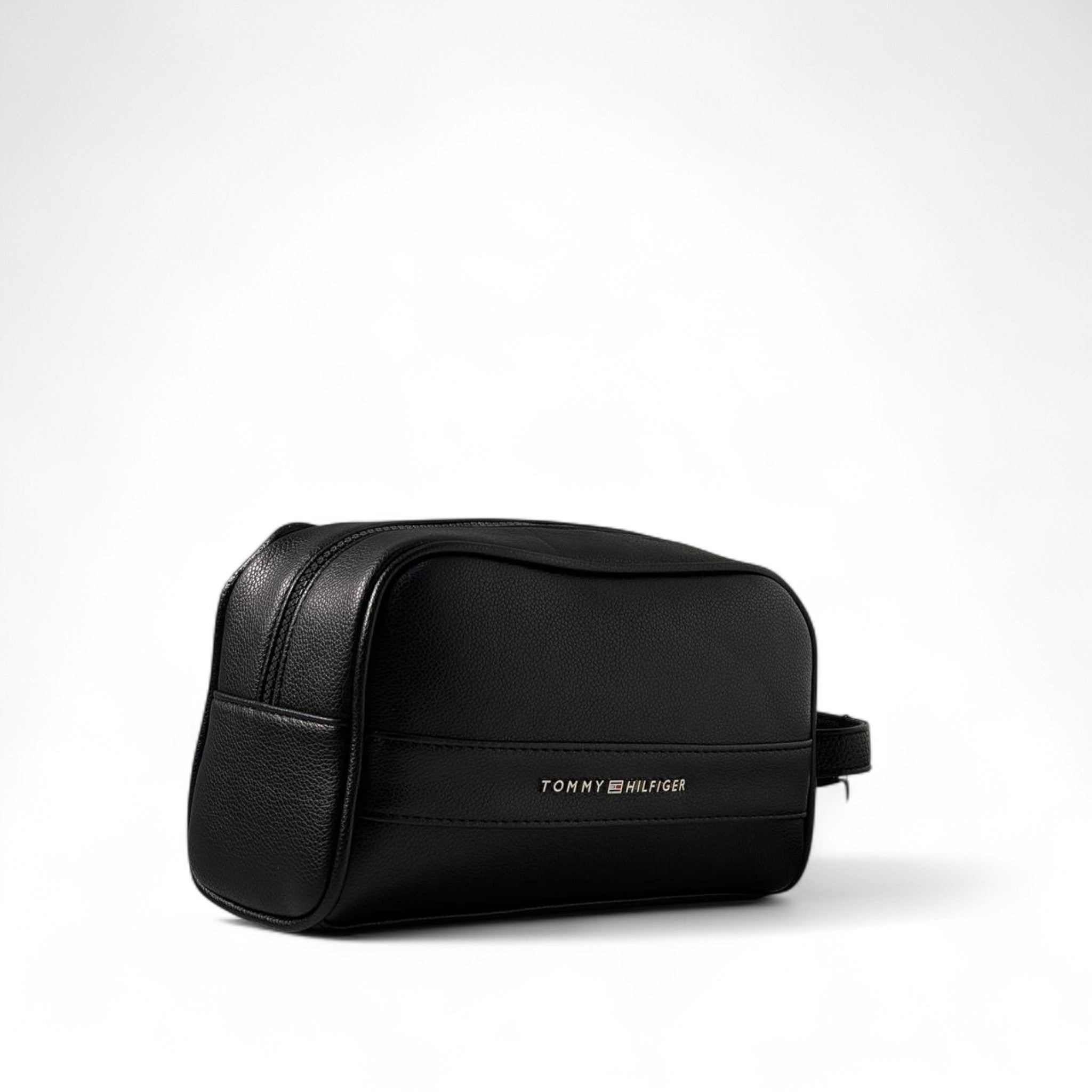 Tommy Hilfiger Classic Black Toiletry Bag ๐ค | Pebbled Leather-Look Travel Kit
