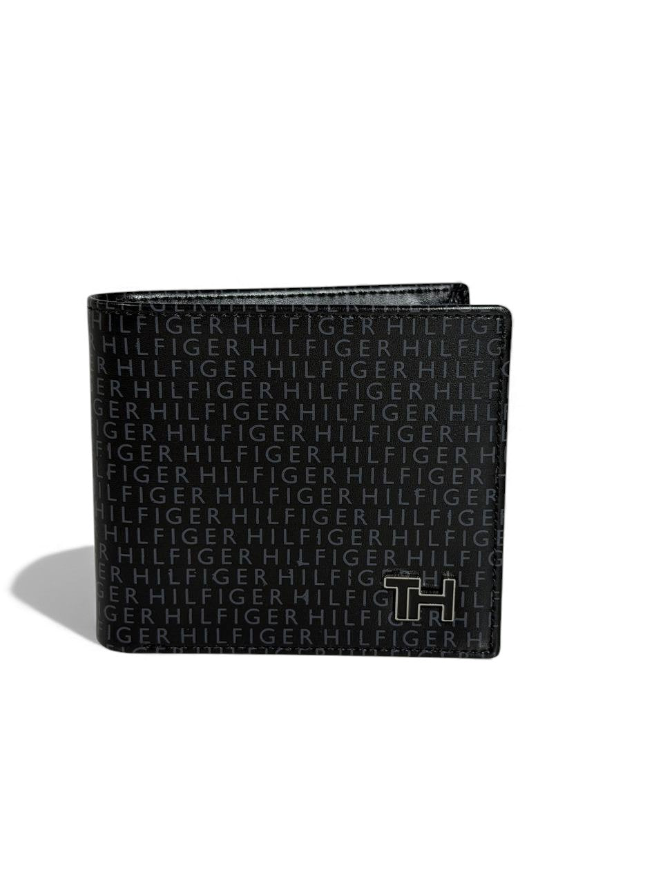 Tommy Hilfiger Black Monogram Bifold Wallet – Premium Leather 🖤✨