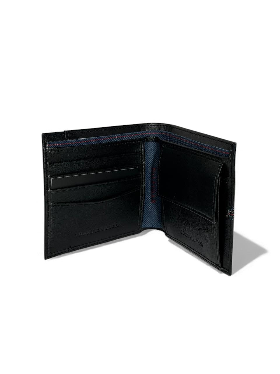 Tommy Hilfiger Black Stitch Leather Wallet 🖤✨ | Classic & Slim Design