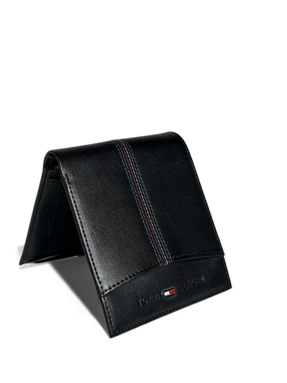 Tommy Hilfiger Black Stitch Leather Wallet 🖤✨ | Classic & Slim Design