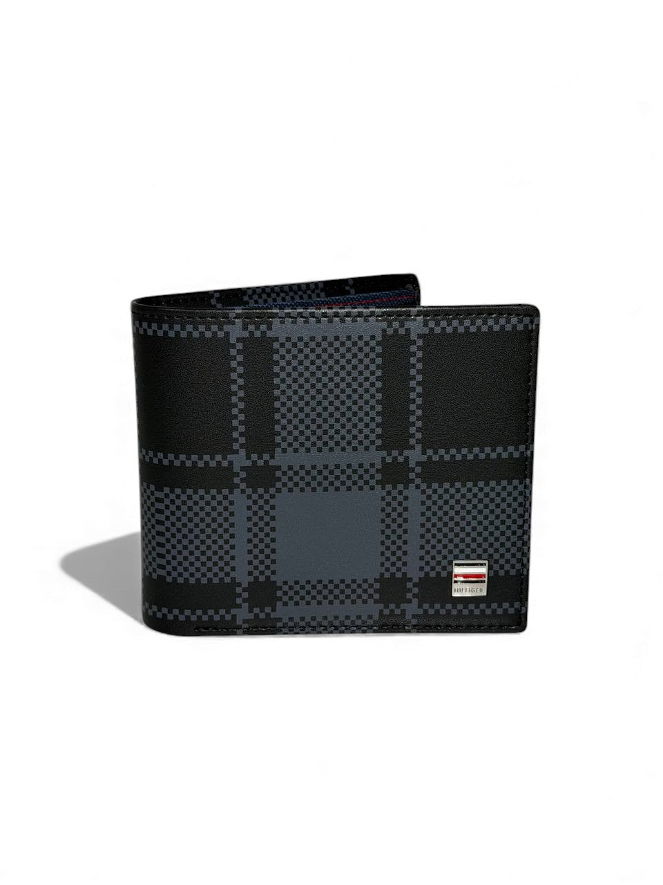 Tommy Hilfiger Black Checkered Leather Wallet 🖤🔳 | Premium Designer Edition