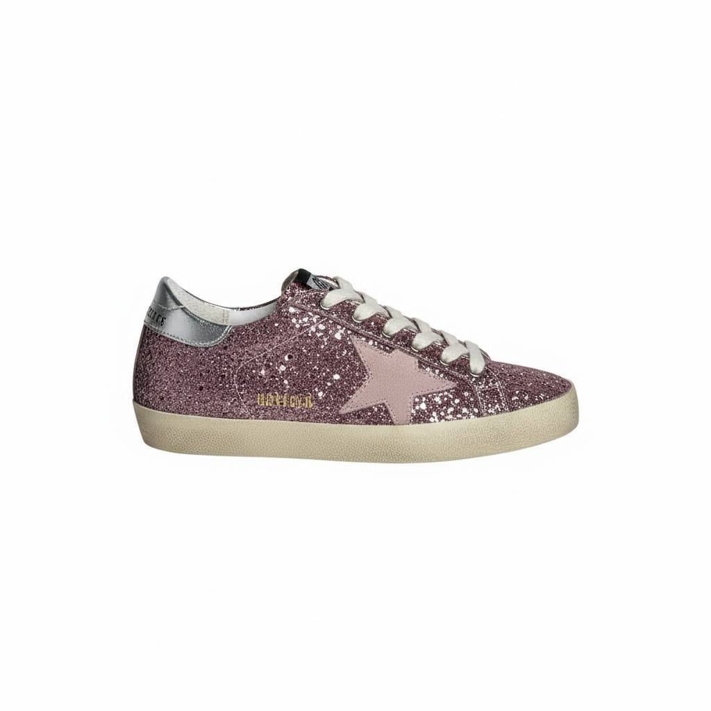 ✨ Golden Goose Glitter Star Sneakers – Purple Shine Low-Top Edition ⭐💜✨