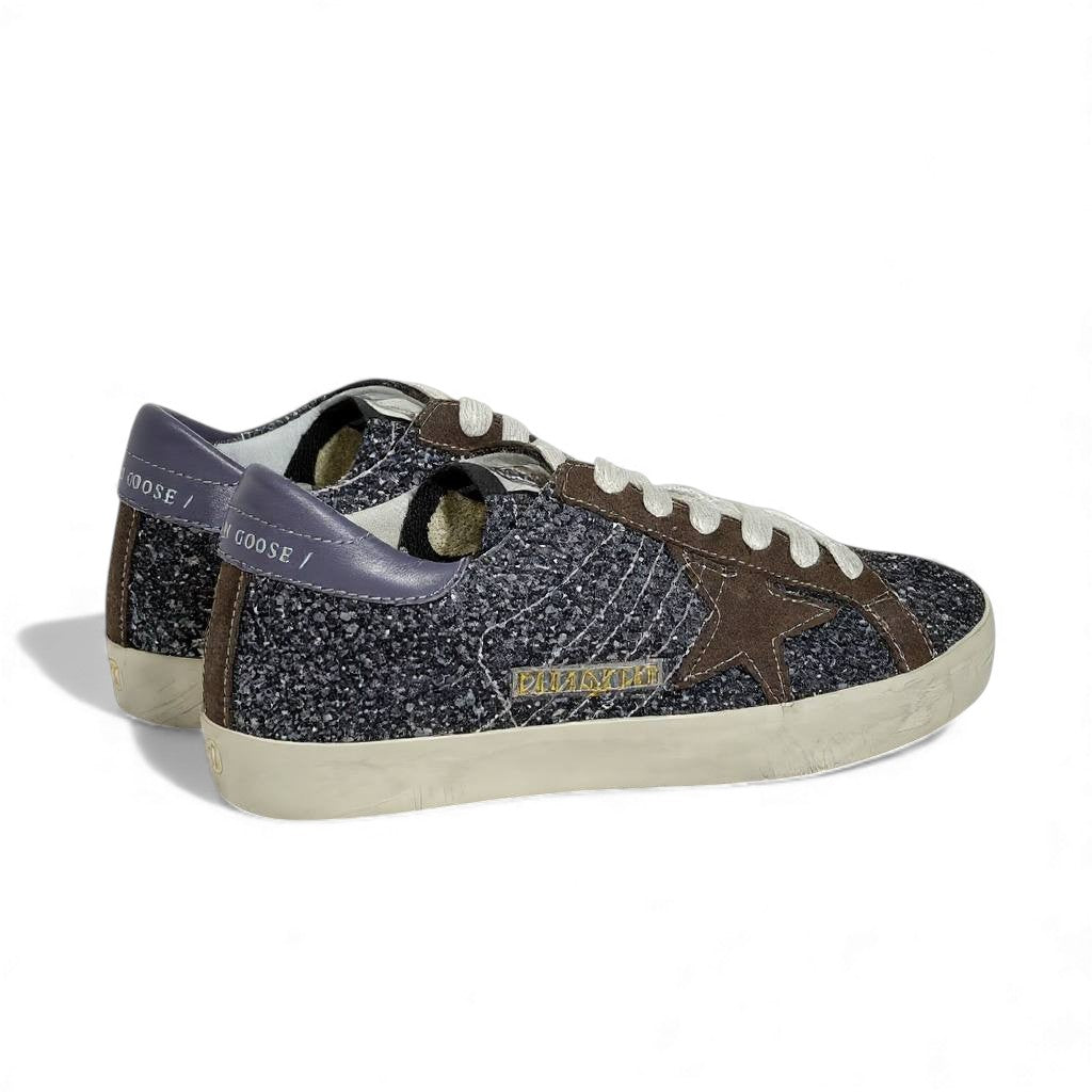 ✨ Golden Goose Glitter Star Sneakers – Black Silver Sparkle Edition ⭐✨