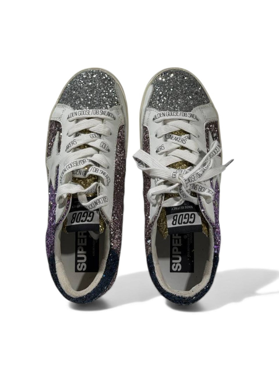 ✨ Golden Goose Multi-Color Glitter Star Sneakers – Silver to Purple Fade Edition ⭐🌈✨