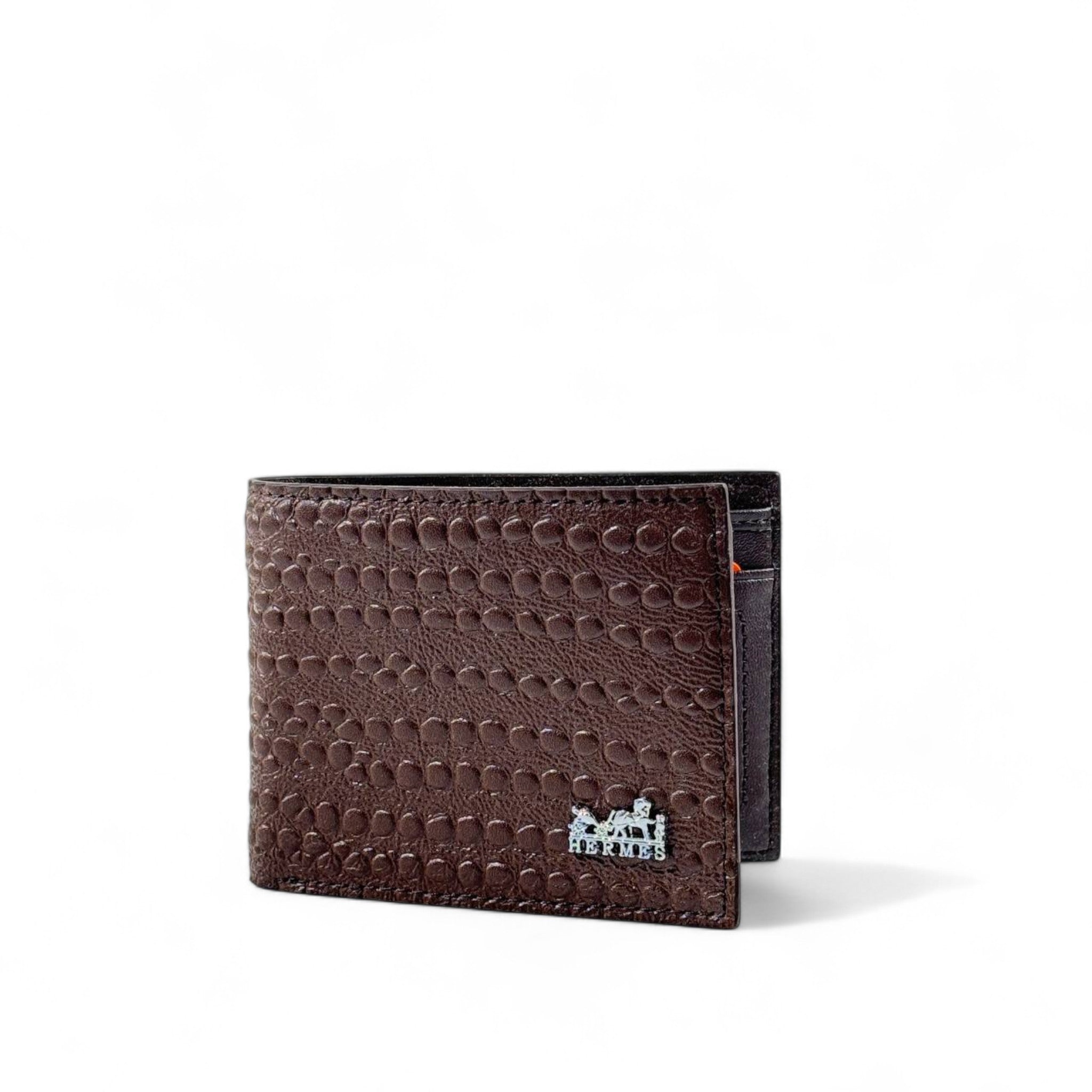 🤎 Hermès Textured Leather Wallet – Brown Classic Elegance