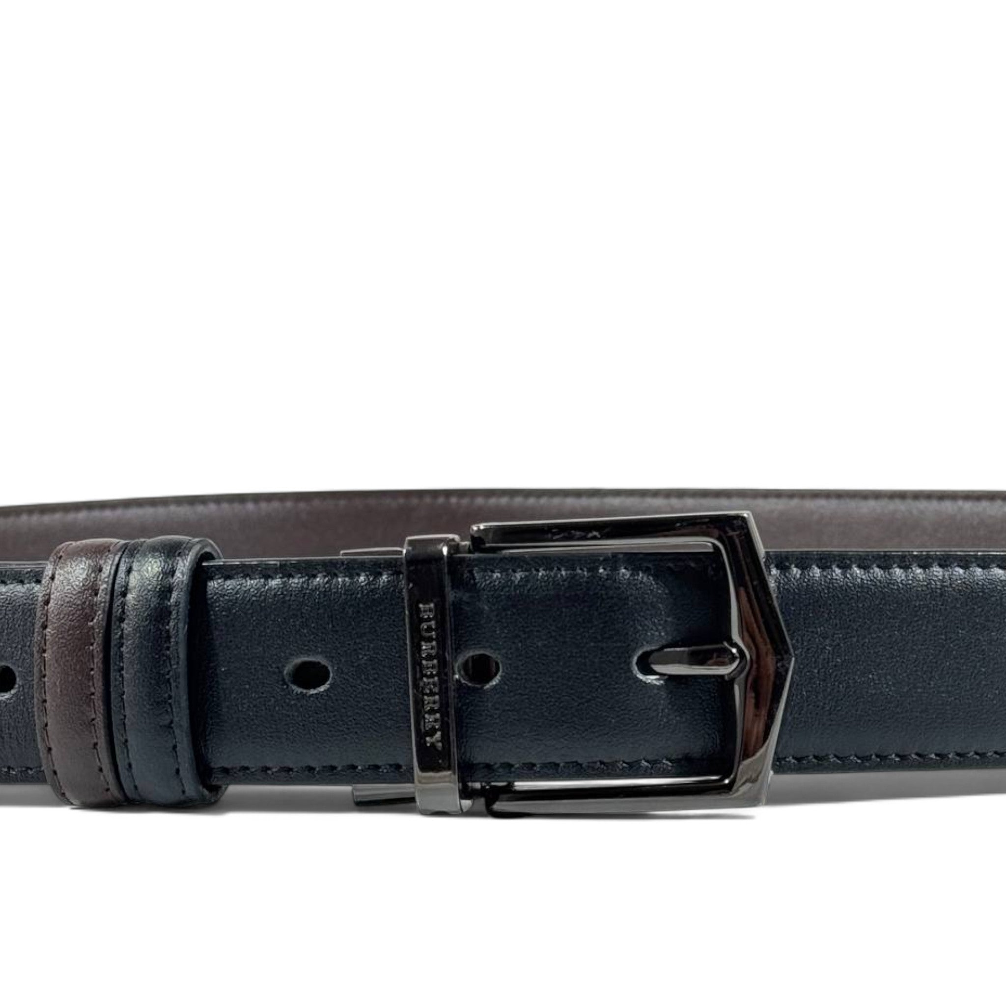 🤎 Burberry Reversible Leather Belt – Black & Brown with Logo Buckle | 120 cm