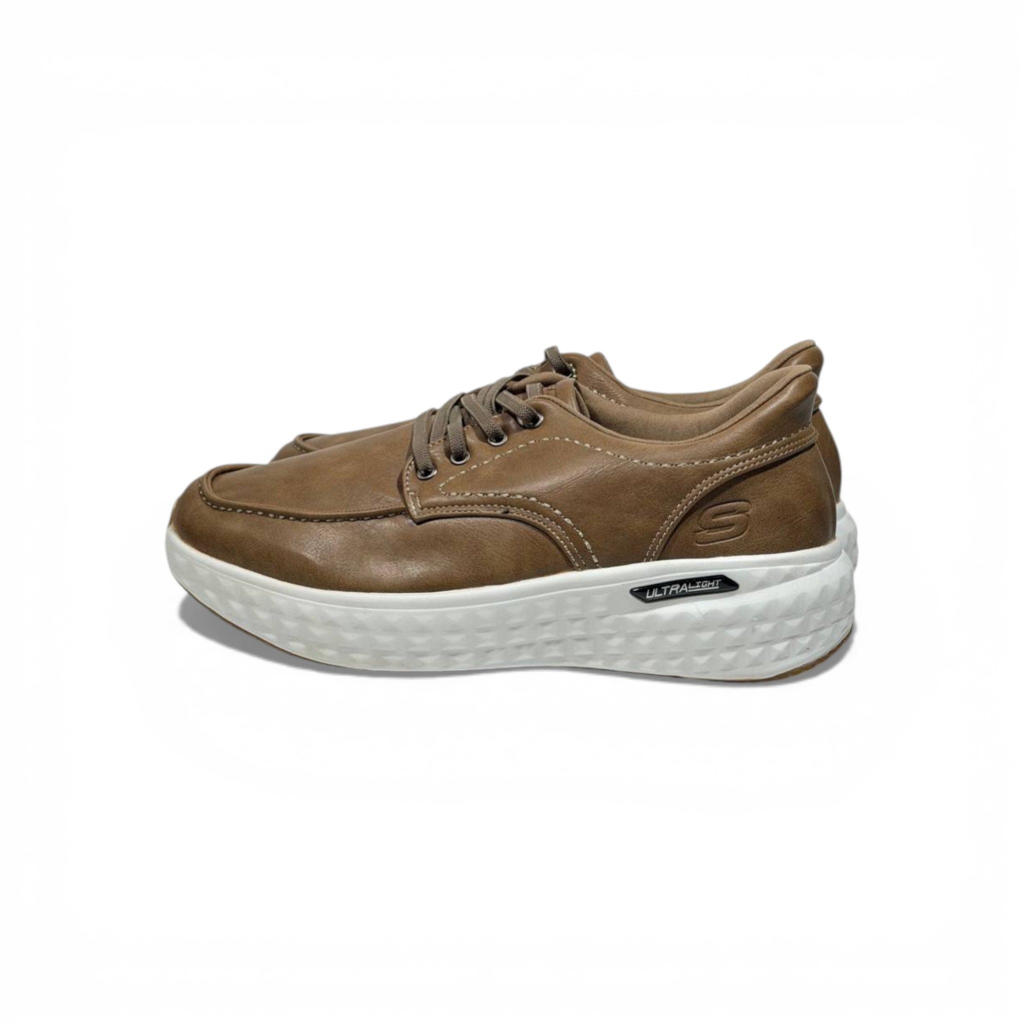 Skechers Ultra Light Leather Sneakers – Brown Casual Comfort Shoes 👞✨ | Lightweight Everyday Walking Shoes