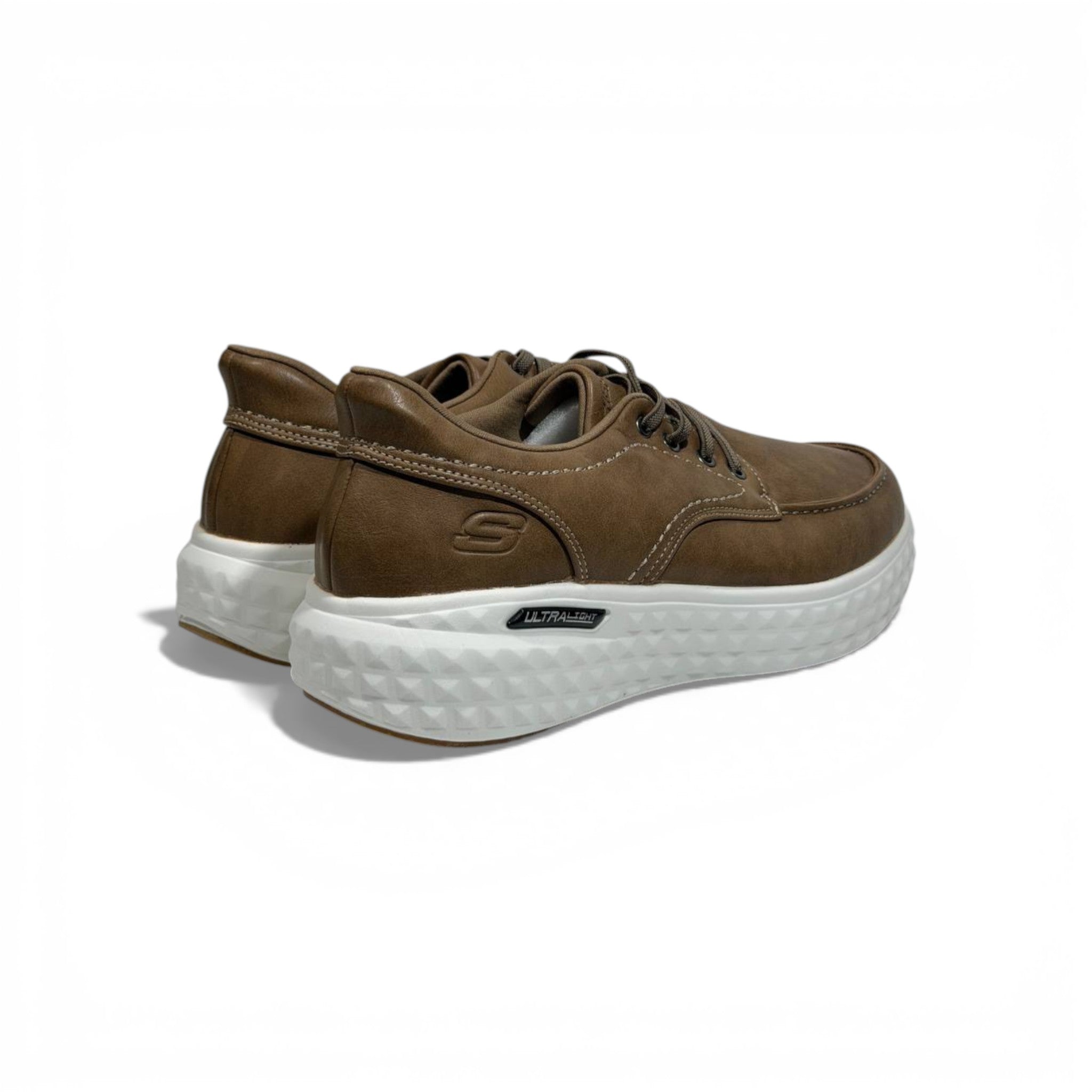 Skechers Ultra Light Leather Sneakers – Brown Casual Comfort Shoes 👞✨ | Lightweight Everyday Walking Shoes