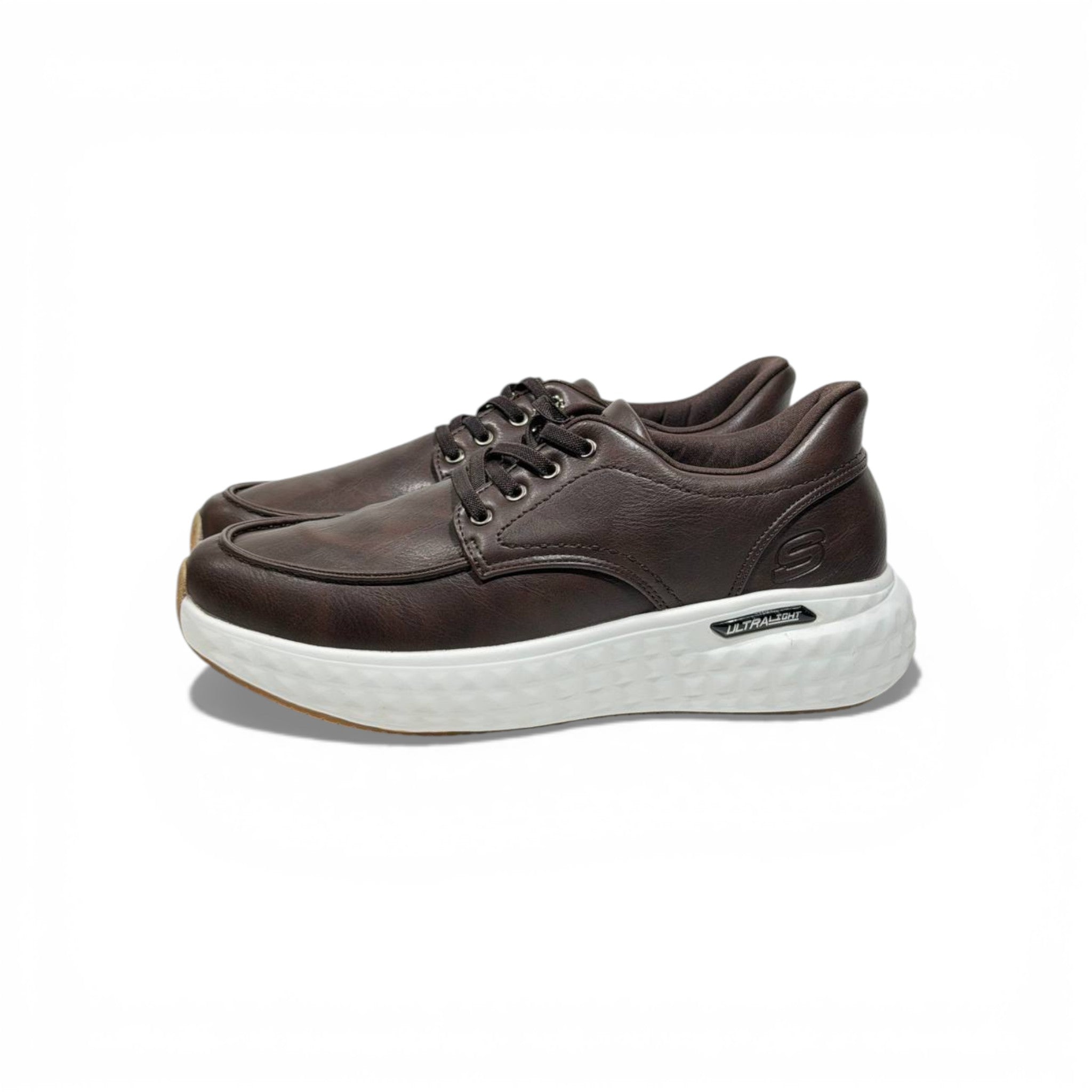 Skechers Ultra Light Leather Sneakers – Dark Brown Casual Comfort Shoes 👞✨ | Lightweight Everyday Walking Shoes