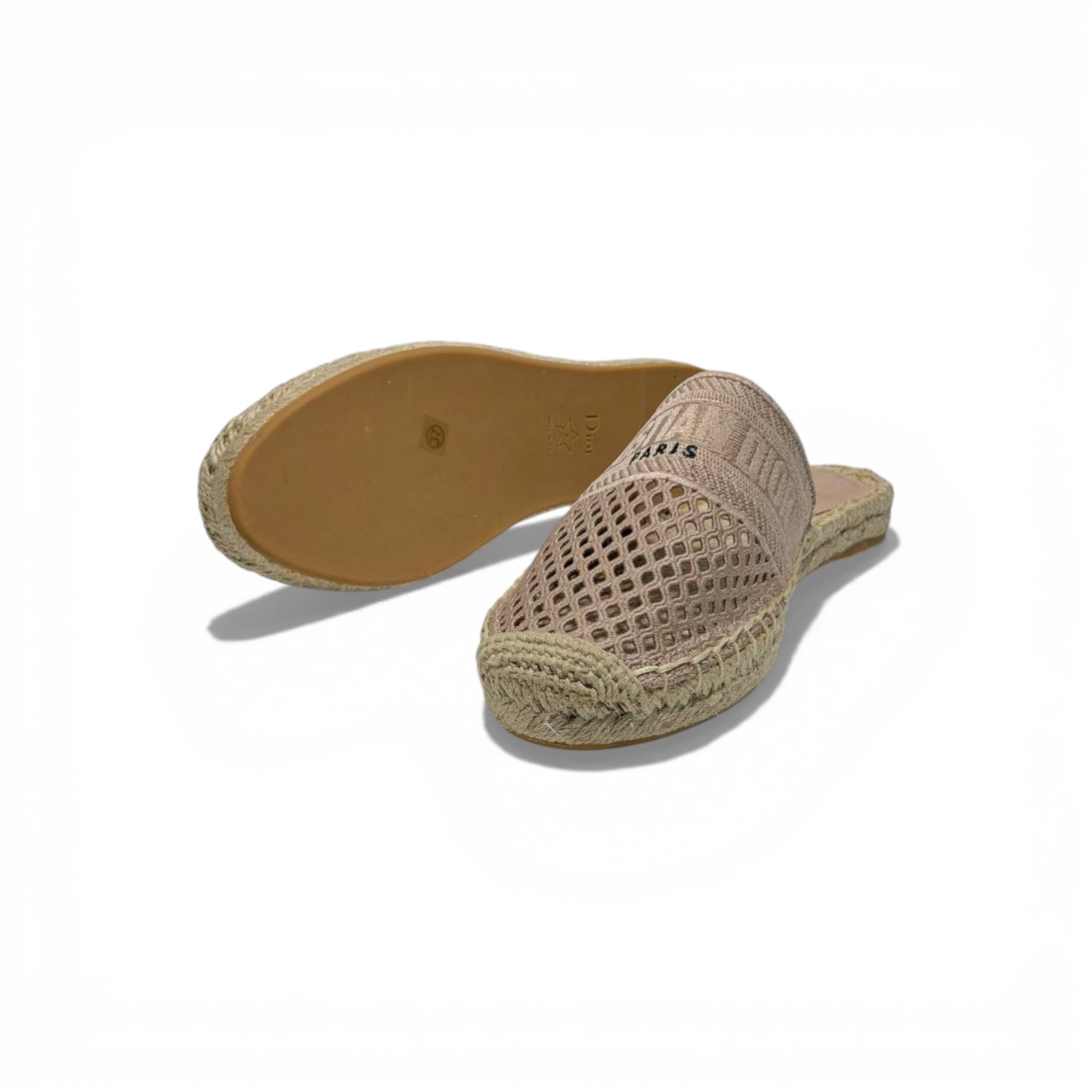 Christian pink Mesh Espadrille Slides – Beige Luxury Summer Mules 🌾✨ | Dior Designer Casual Sandals