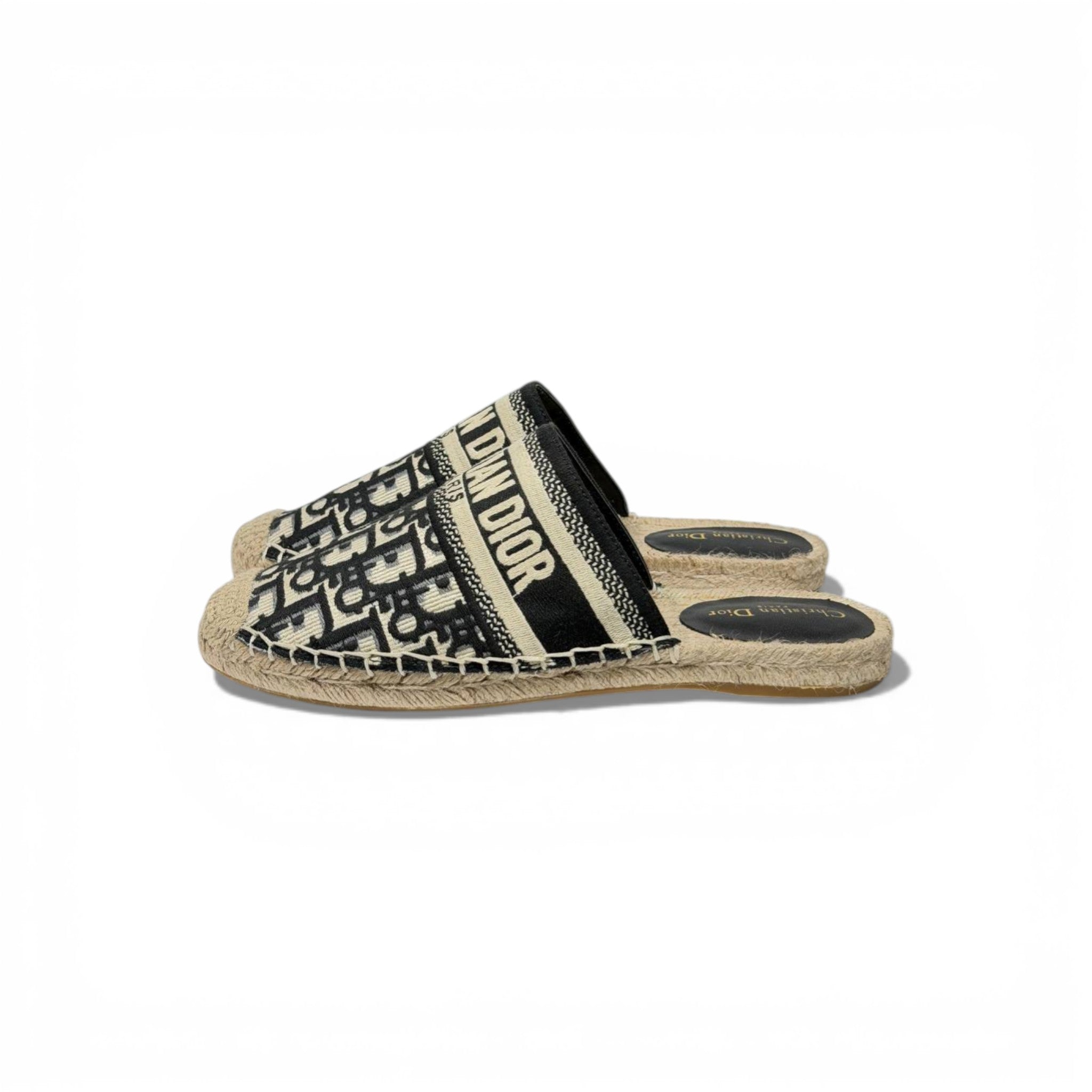 Christian Dior Oblique Espadrille Slides – Black Monogram Designer Sandals 🖤✨ | Dior Paris Luxury Summer Mules