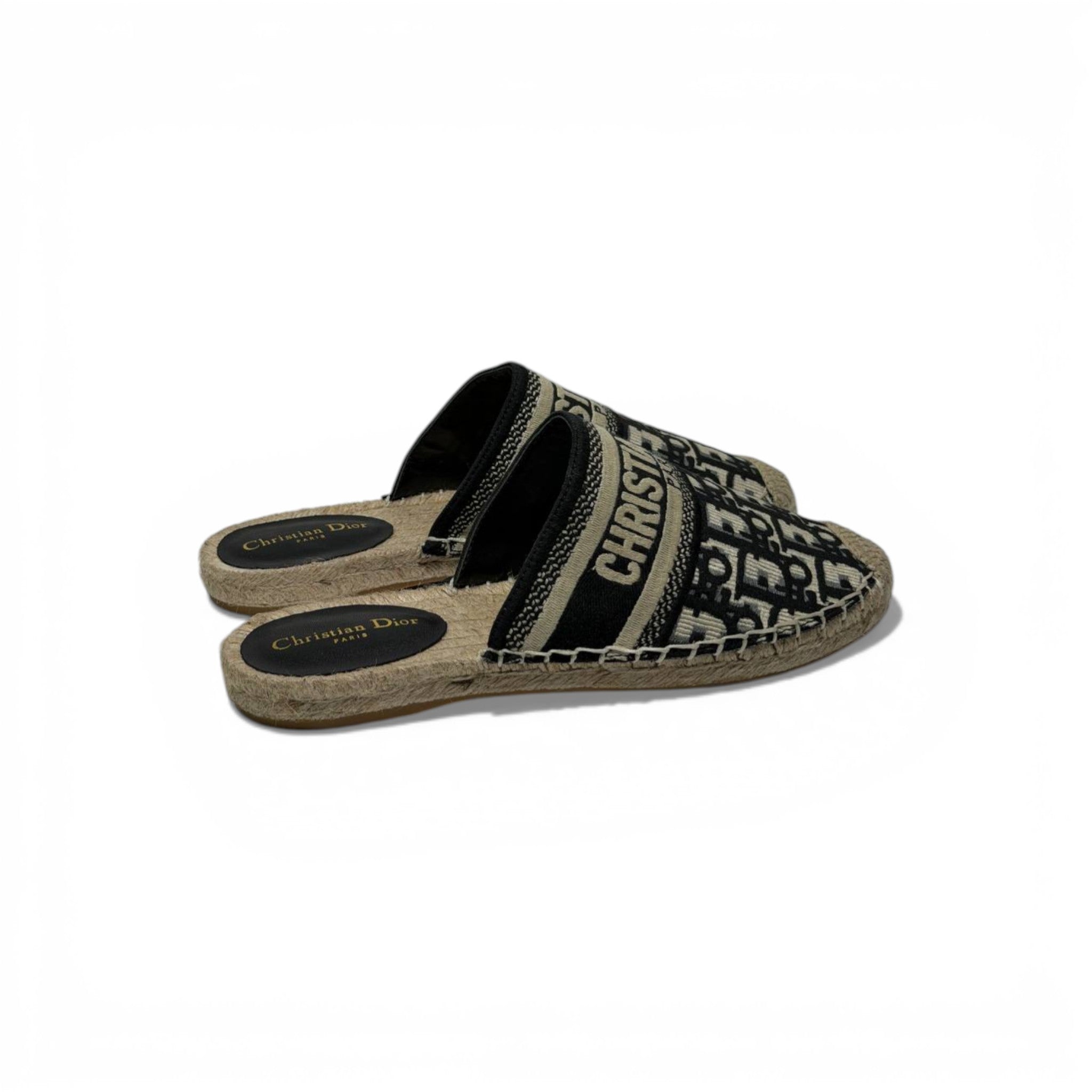 Christian Dior Oblique Espadrille Slides – Black Monogram Designer Sandals 🖤✨ | Dior Paris Luxury Summer Mules