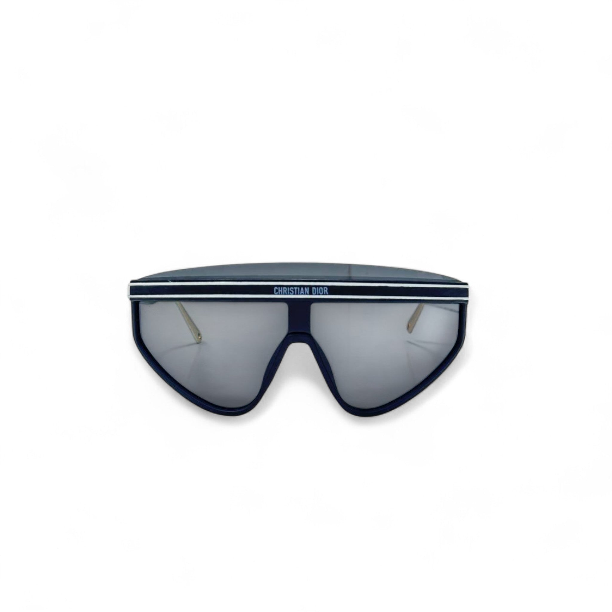 Christian Dior Futuristic Shield Sunglasses – Black & Gold Visionary Style 🖤👑