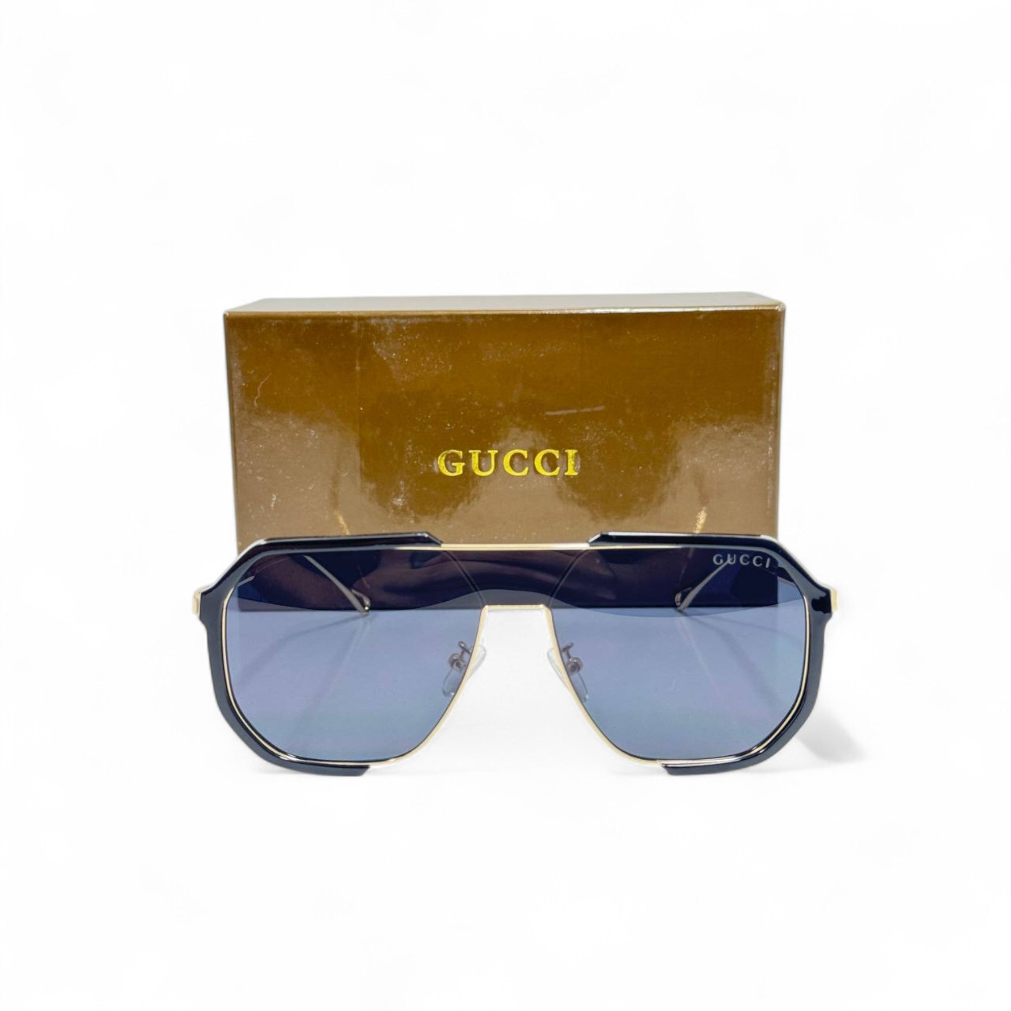 Gucci Oversized Gradient Shield Sunglasses – Blue Lens Power Luxe 💙✨