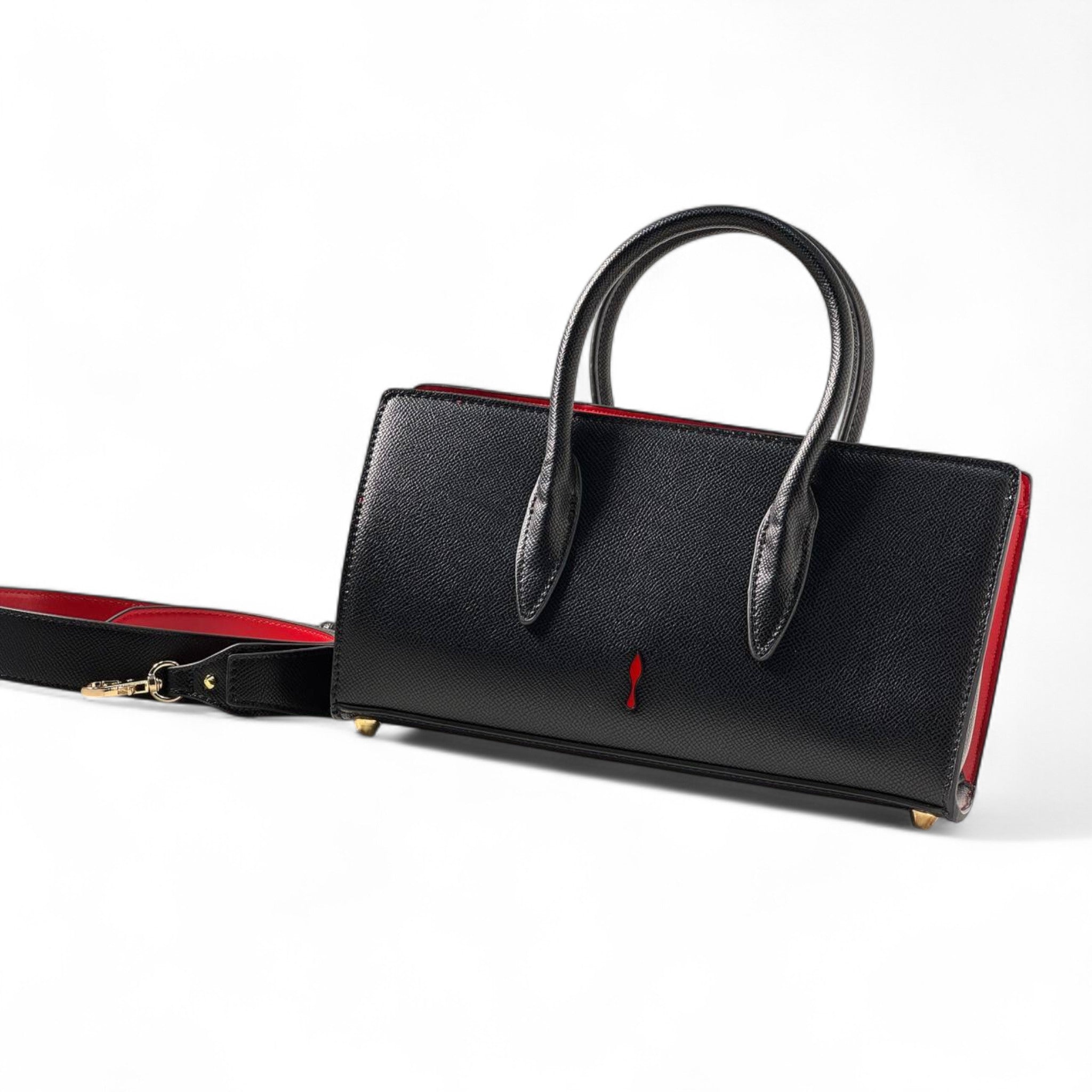 Christian Louboutin Cabarock Mini Tote – Black Studded Elegance with Red Accents 🖤❤️