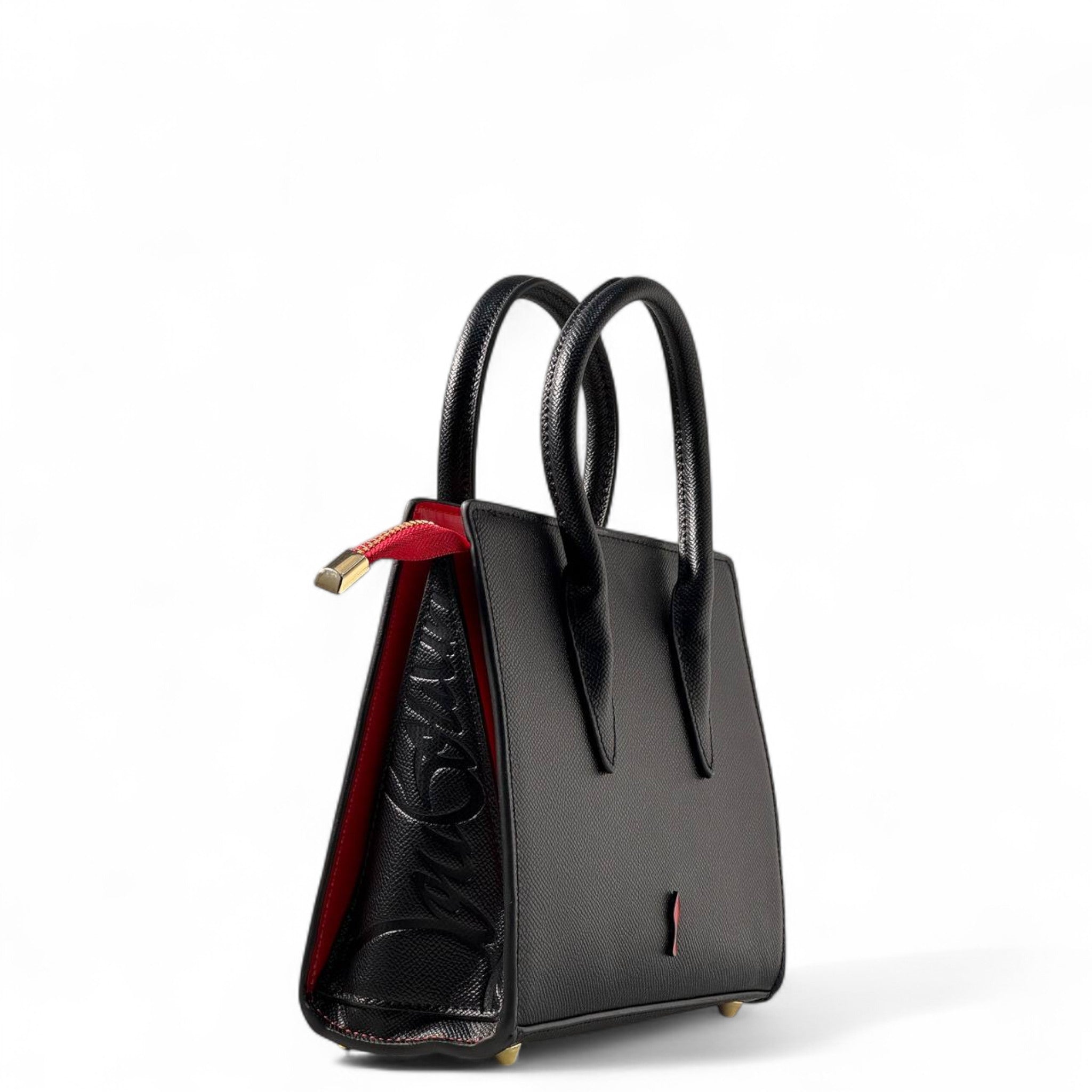 Christian Louboutin Cabarock Vertical Mini Tote – Studded Black & Red Power Statement 🖤❤️