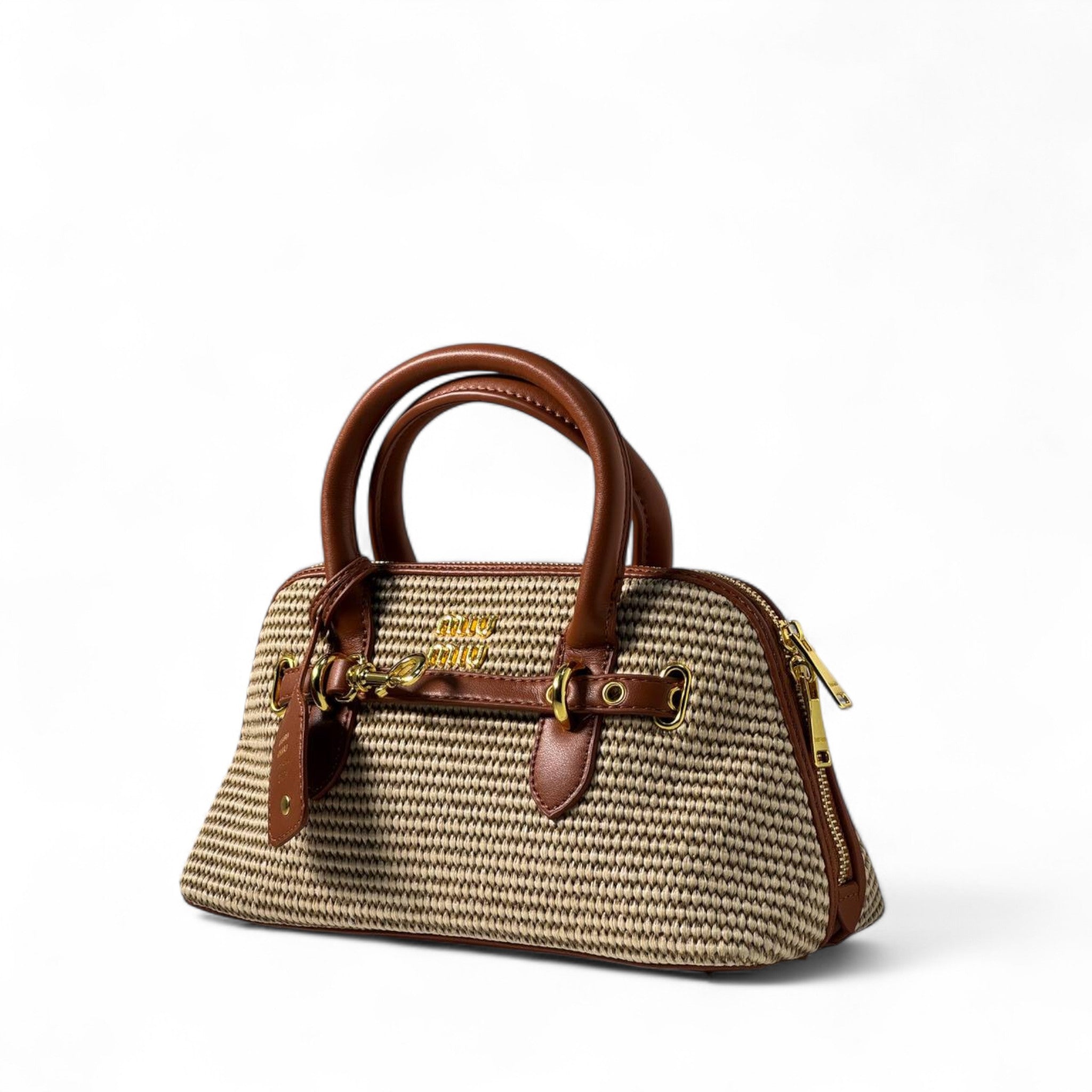 Miu Miu Raffia & Leather Satchel – Natural Weave with Brown Leather Trim 🌾👜
