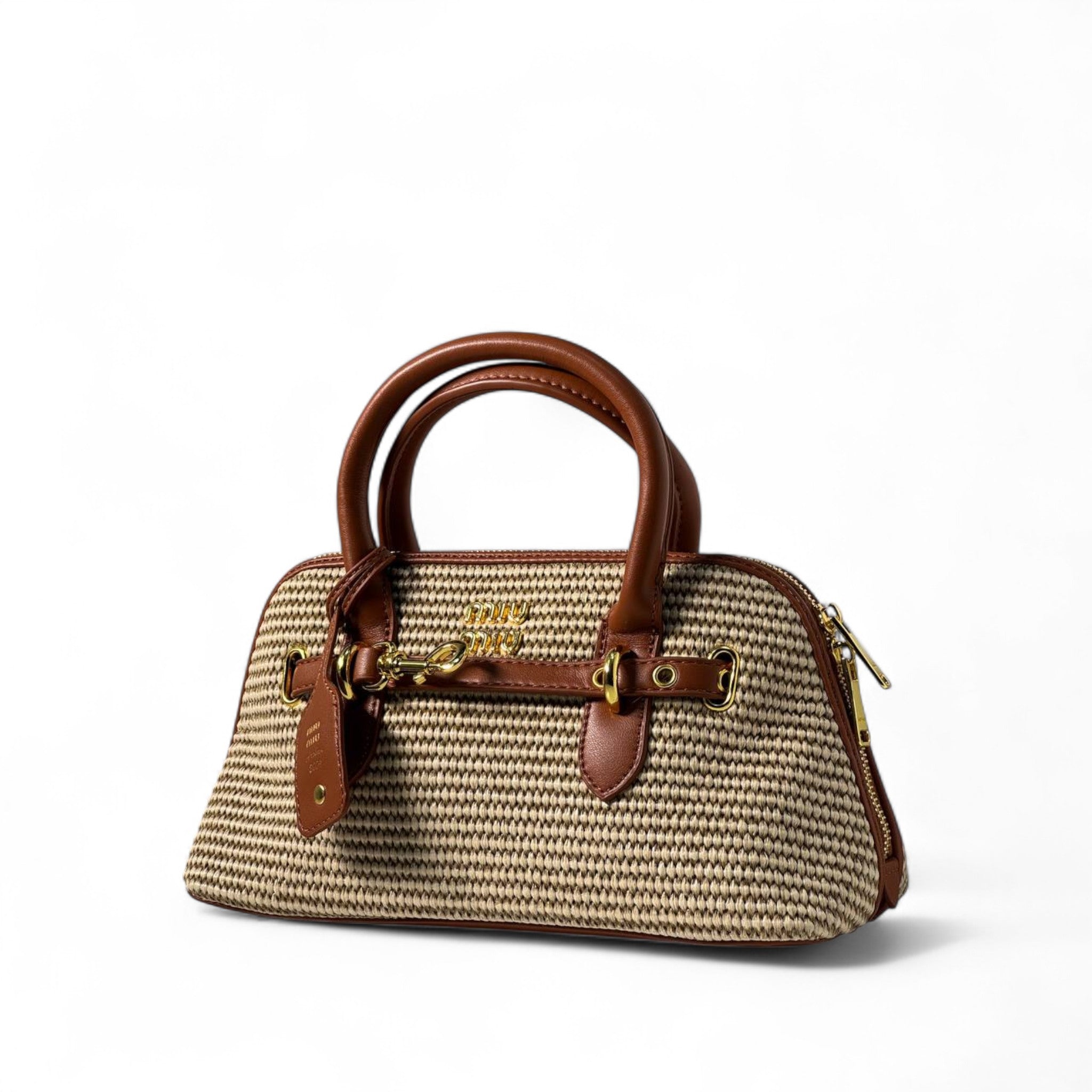 Miu Miu Raffia & Leather Satchel – Natural Weave with Brown Leather Trim 🌾👜