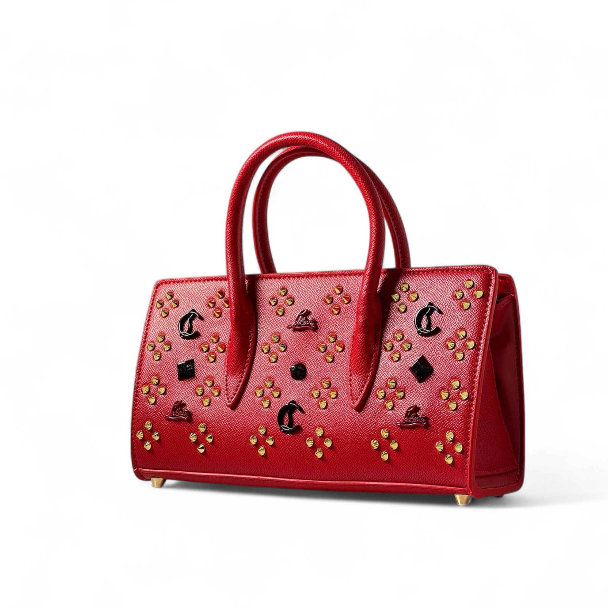 Christian Louboutin Cabarock Horizontal Tote – Red Leather & Iconic Studs ❤️✨
