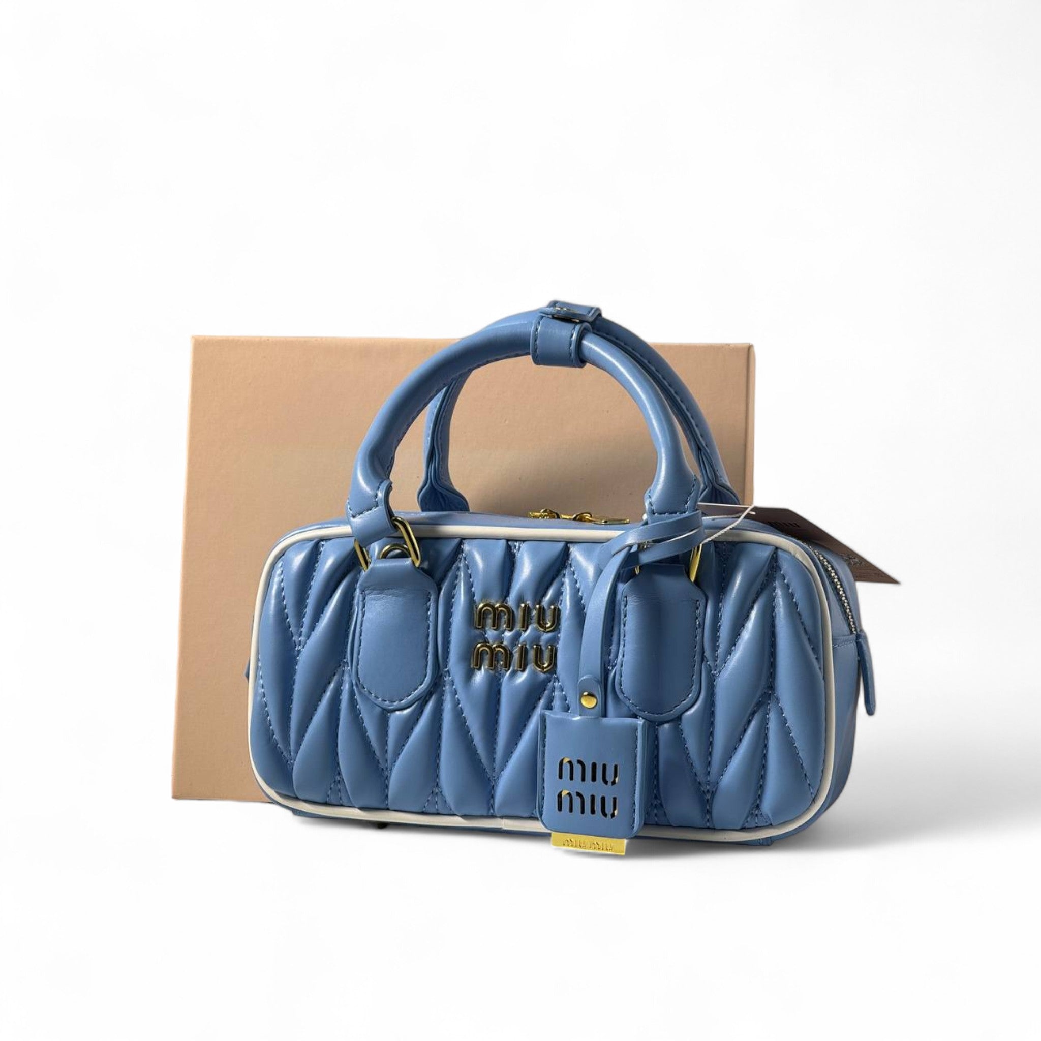 Miu Miu Matelassé Mini Handbag – Sky Blue Quilted Leather 💙✨
