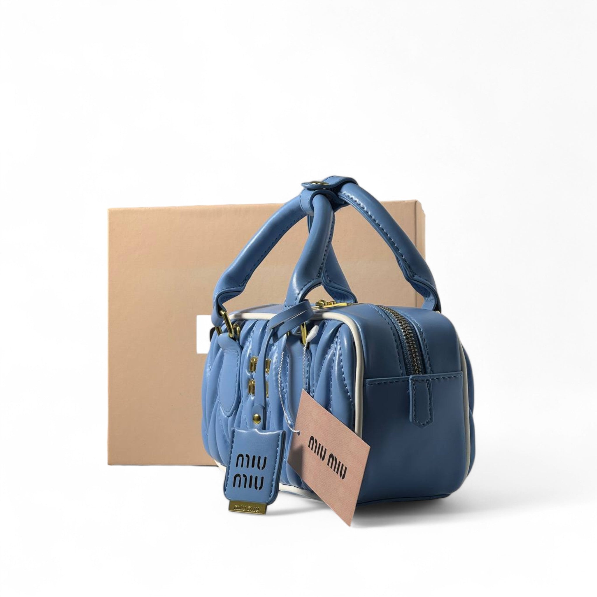 Miu Miu Matelassé Mini Handbag – Sky Blue Quilted Leather 💙✨