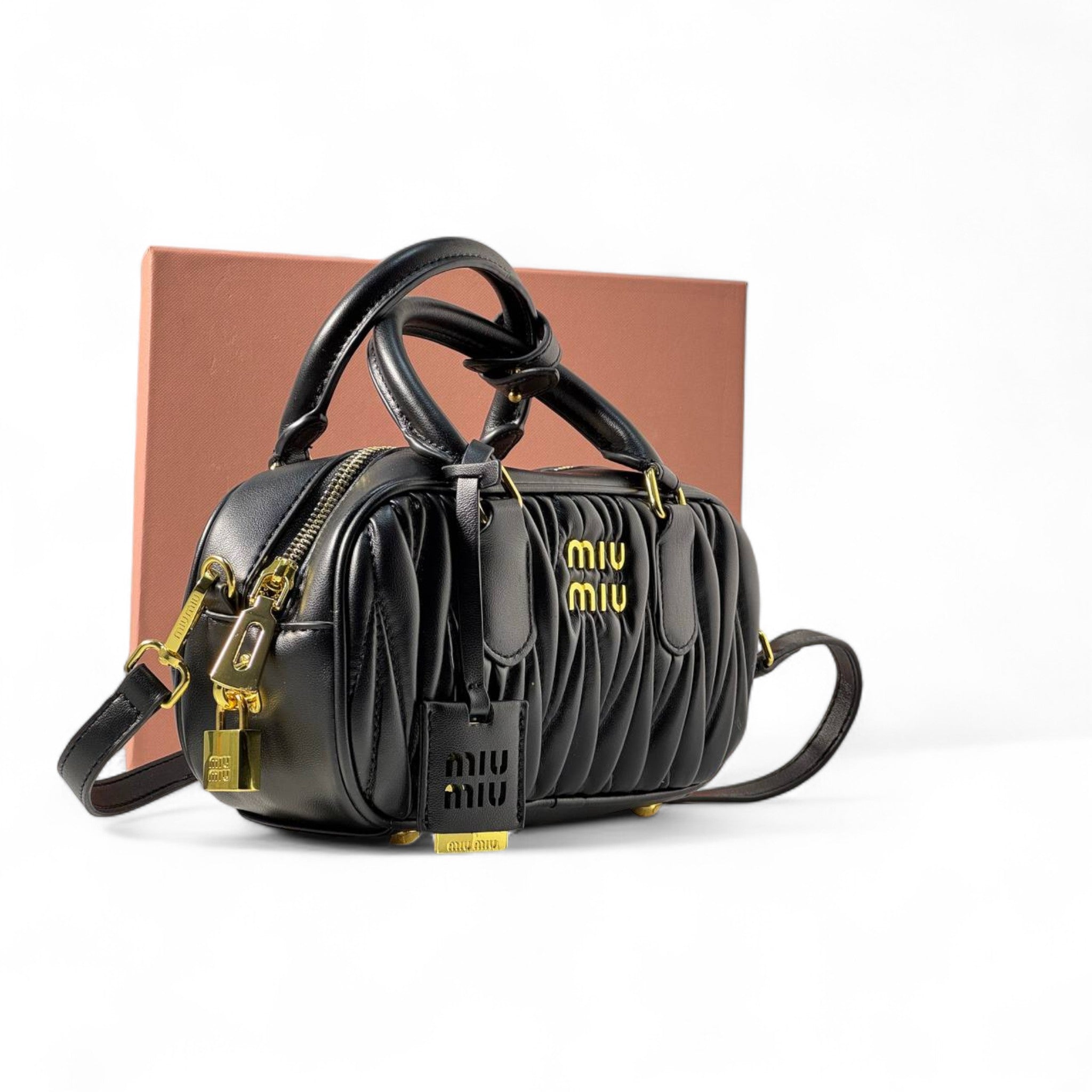 Miu Miu Quilted Mini Handbag – Black 🖤 Elegant Gold Detail | Iconic Glam