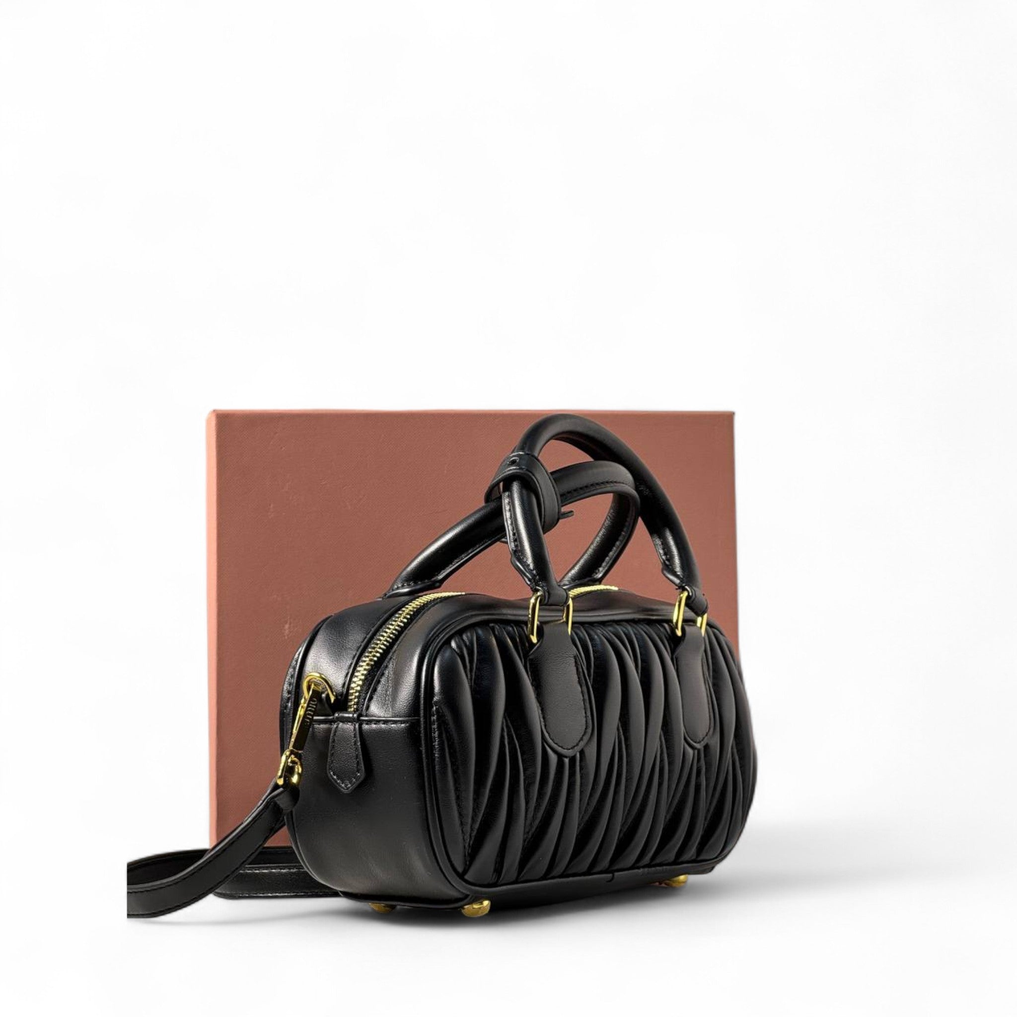 Miu Miu Quilted Mini Handbag – Black 🖤 Elegant Gold Detail | Iconic Glam