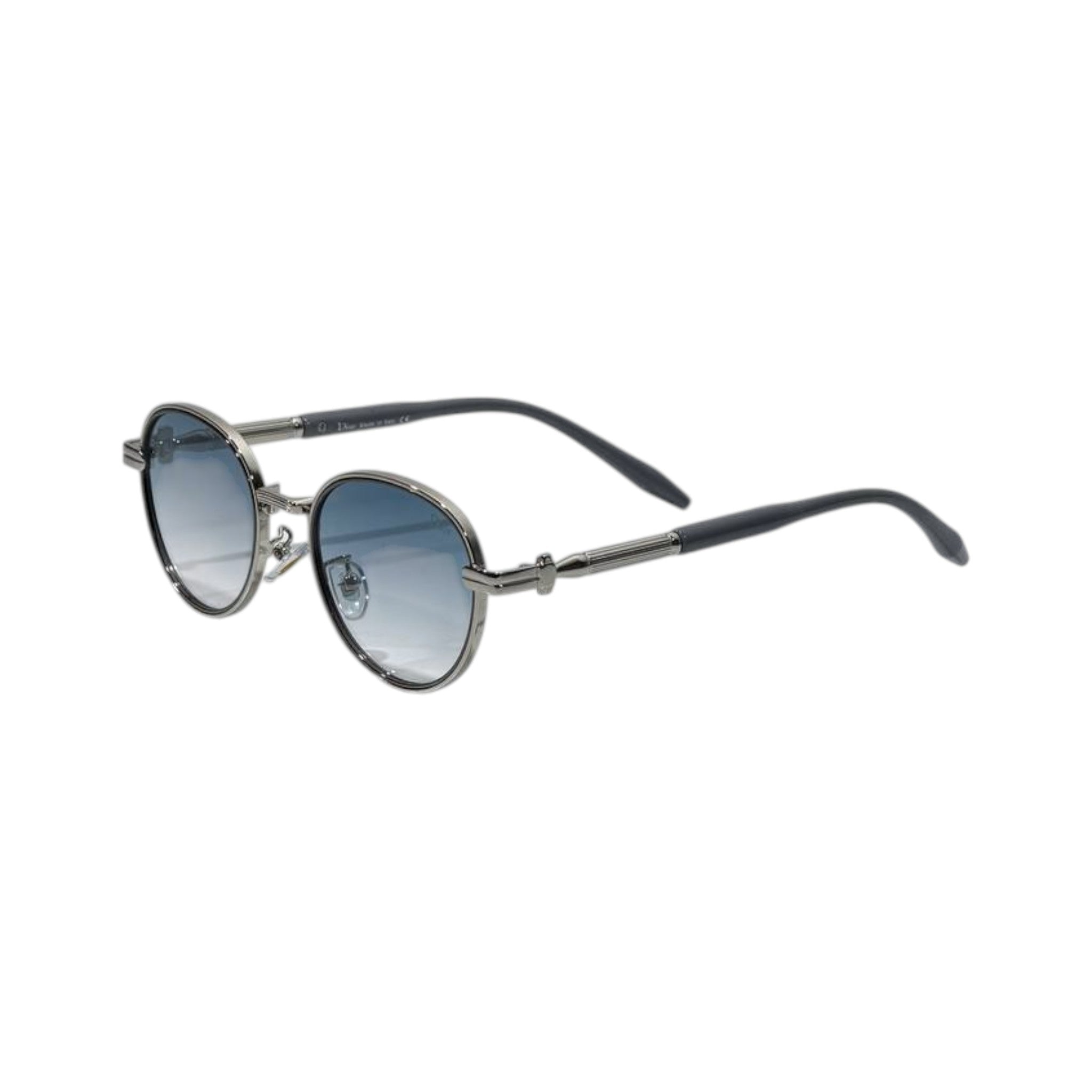 ๐ถ๏ธ Dior Round Metal Sunglasses โ Silver Blue Gradient Edition