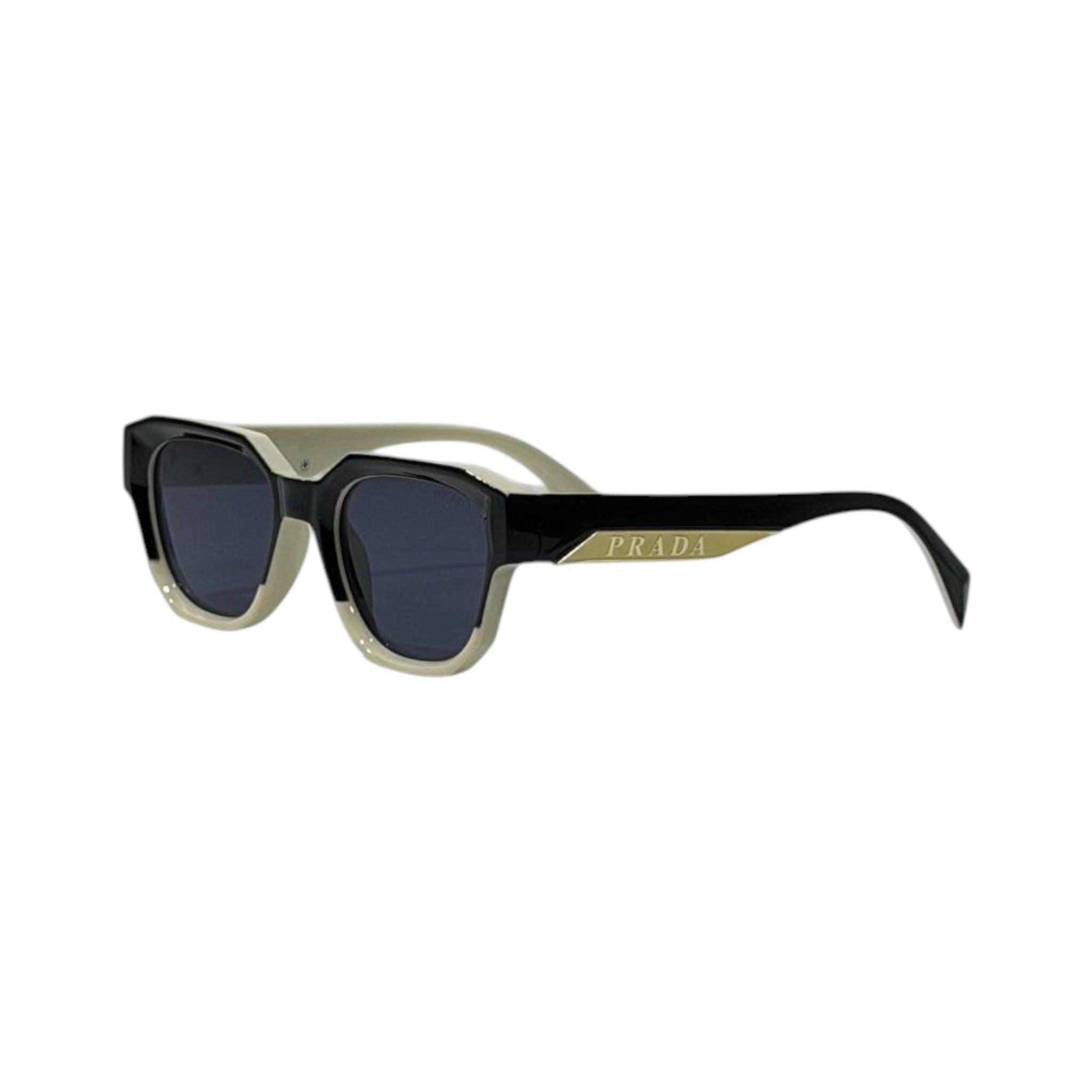 🕶️ Prada Geometric Two-Tone Sunglasses – Black & Ivory Luxury Edition