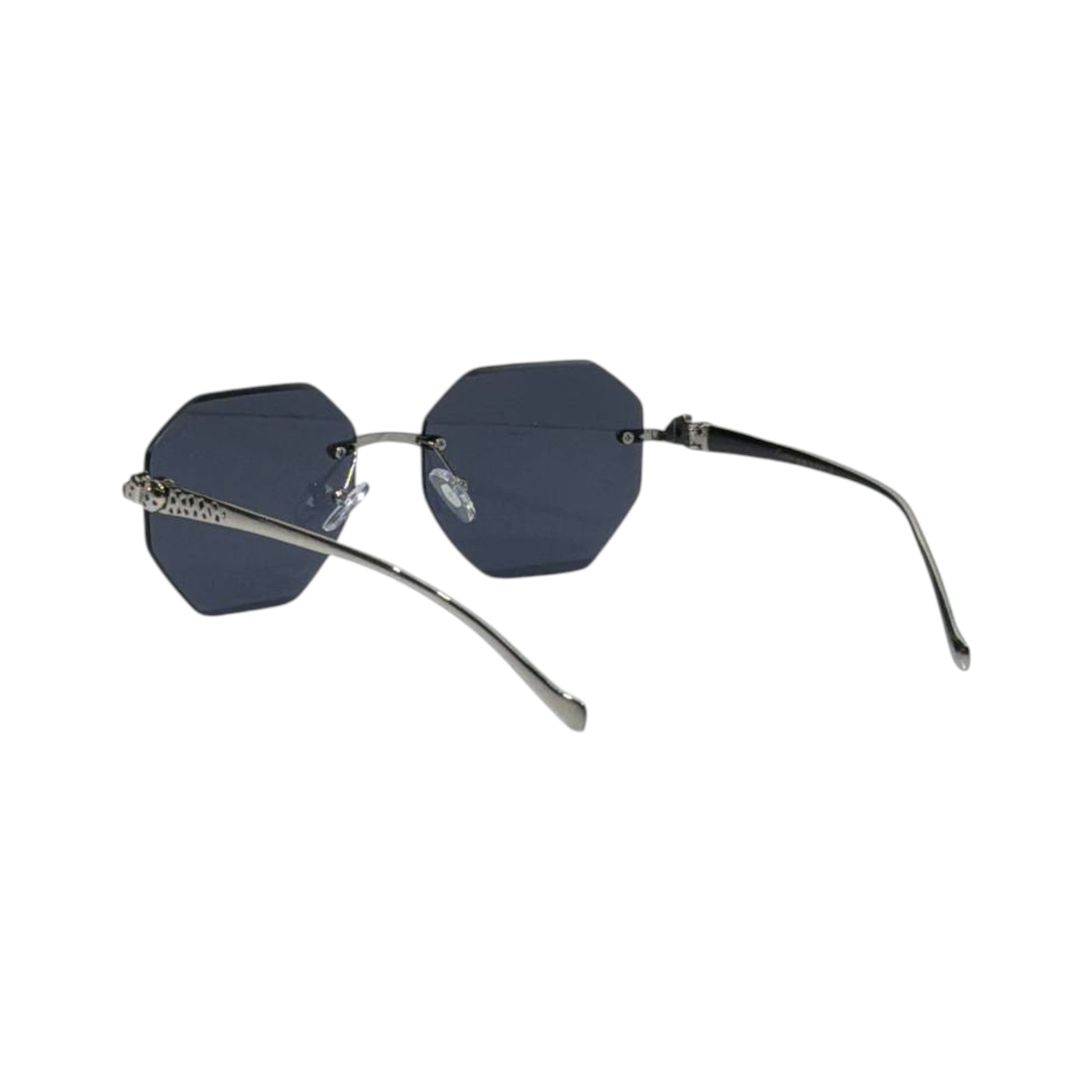 🕶️ Cartier Rimless Geometric Luxury Sunglasses – Silver & Blue Edition