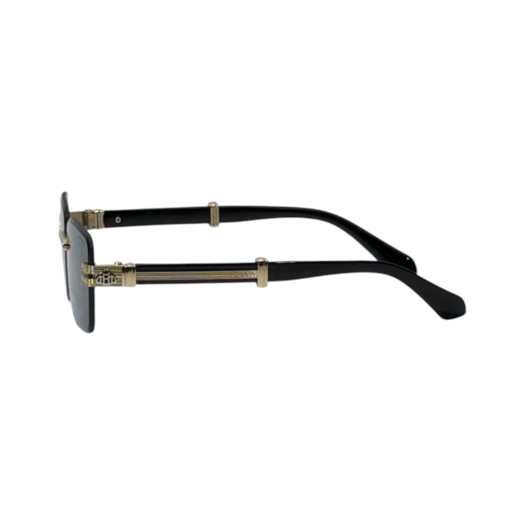 🕶️ Maybach Luxury Rimless Square Sunglasses – Black & Gold Prestige Edition ✨