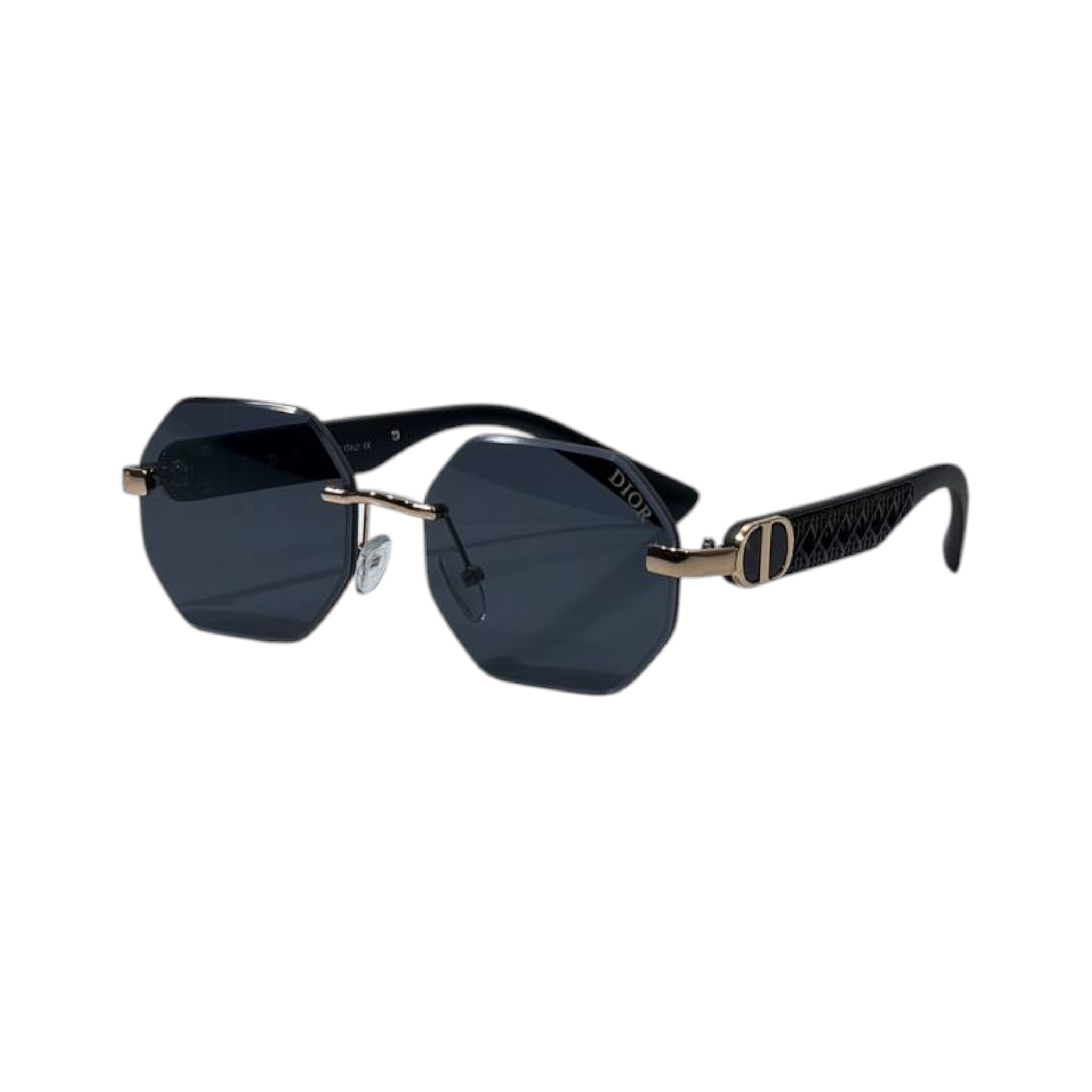 🕶️ Dior CD Diamond Rimless Geometric Sunglasses – Black & Gold Luxury Edition ✨