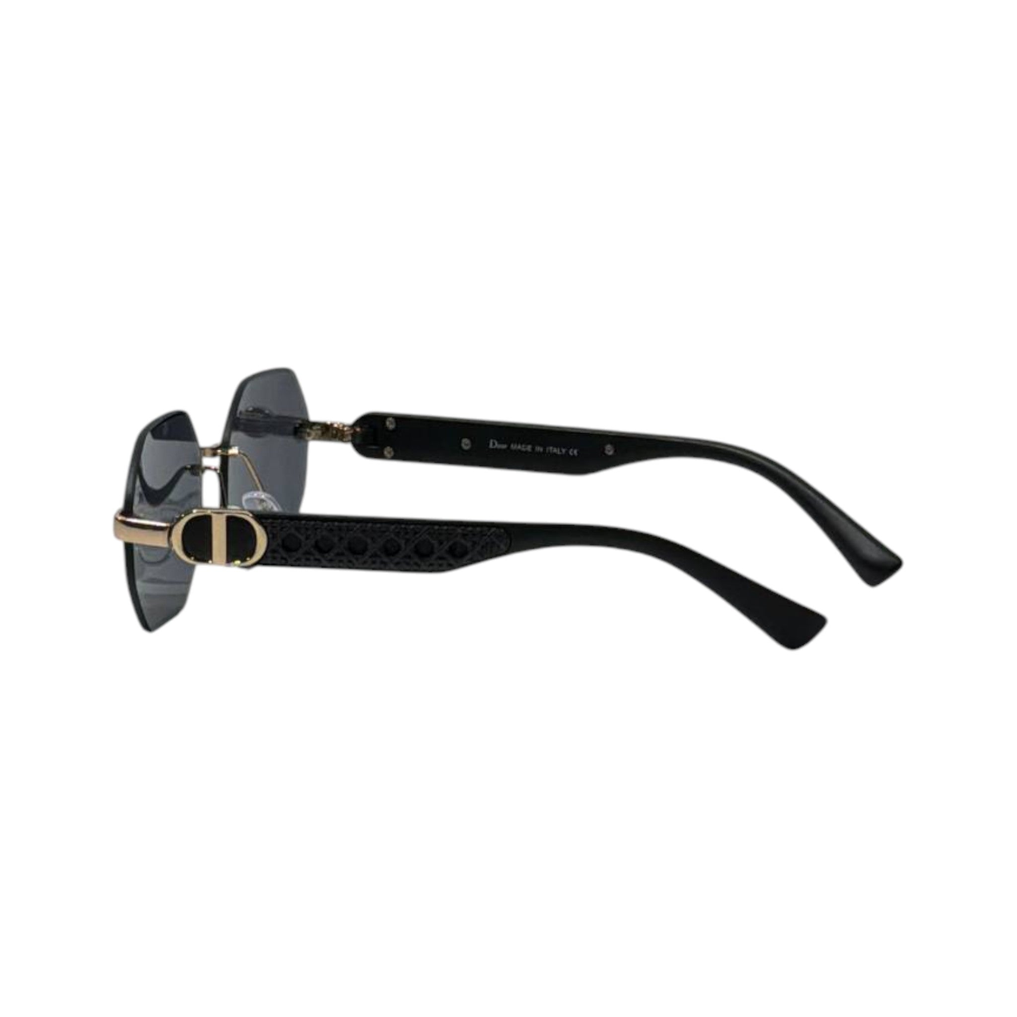 🕶️ Dior CD Diamond Rimless Geometric Sunglasses – Black & Gold Luxury Edition ✨