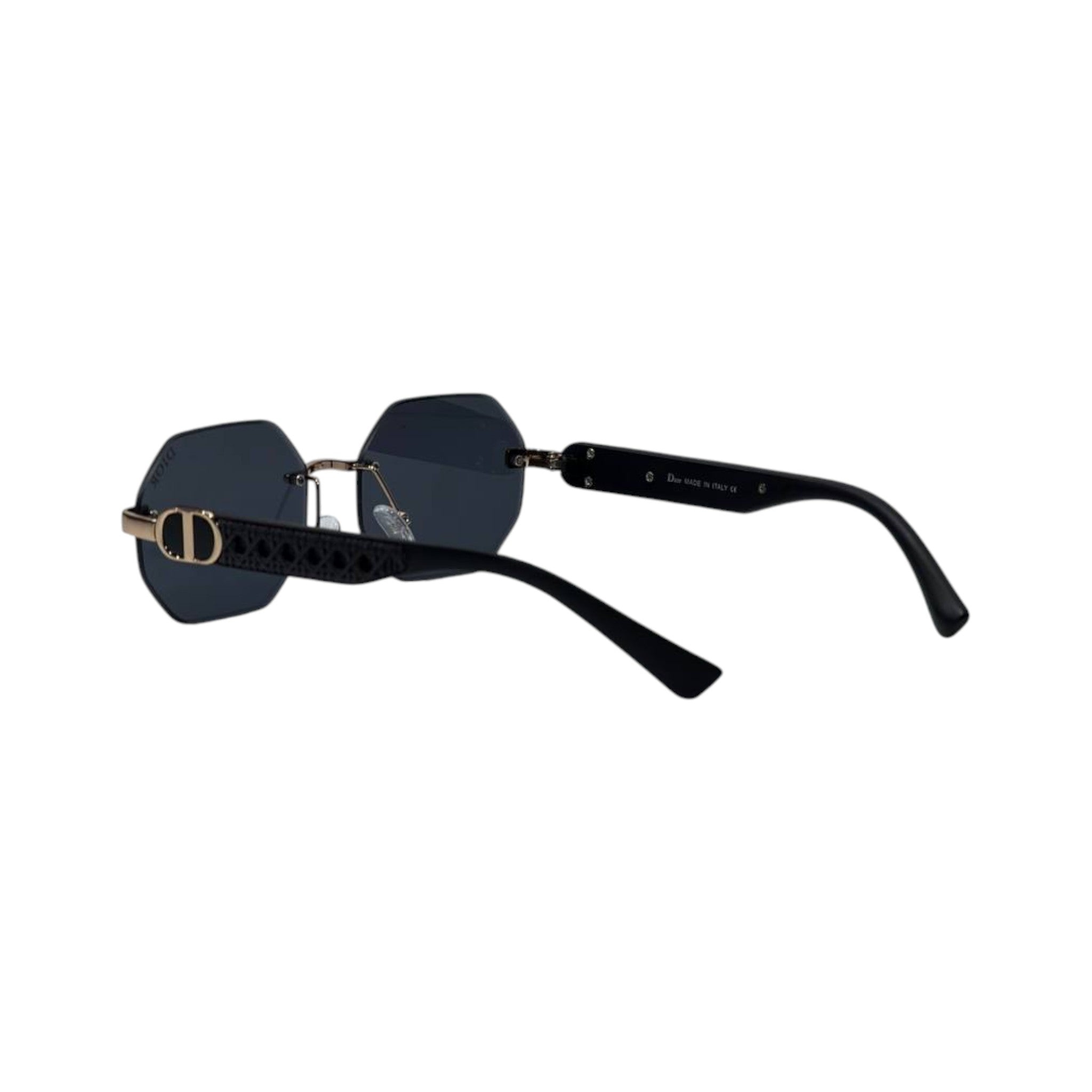 🕶️ Dior CD Diamond Rimless Geometric Sunglasses – Black & Gold Luxury Edition ✨