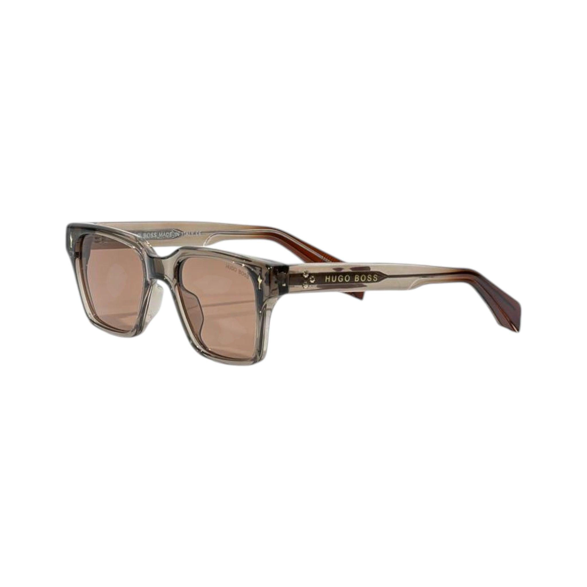 🕶️ Hugo Boss Transparent Square Sunglasses – Smoke Brown Luxury Edition ✨