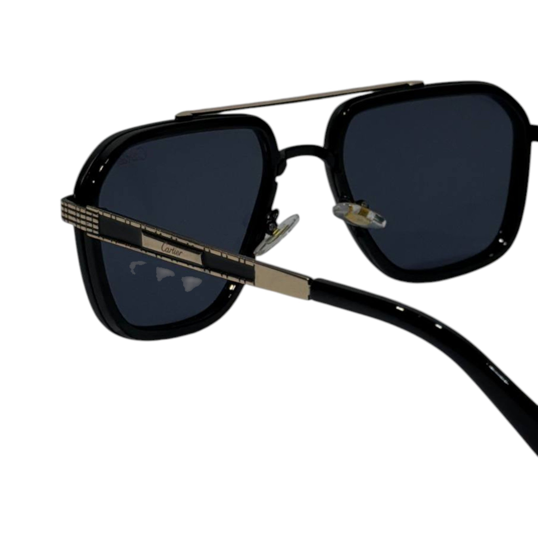 🕶️ Cartier Santos Square Sunglasses – Black & Gold Luxury Edition ✨