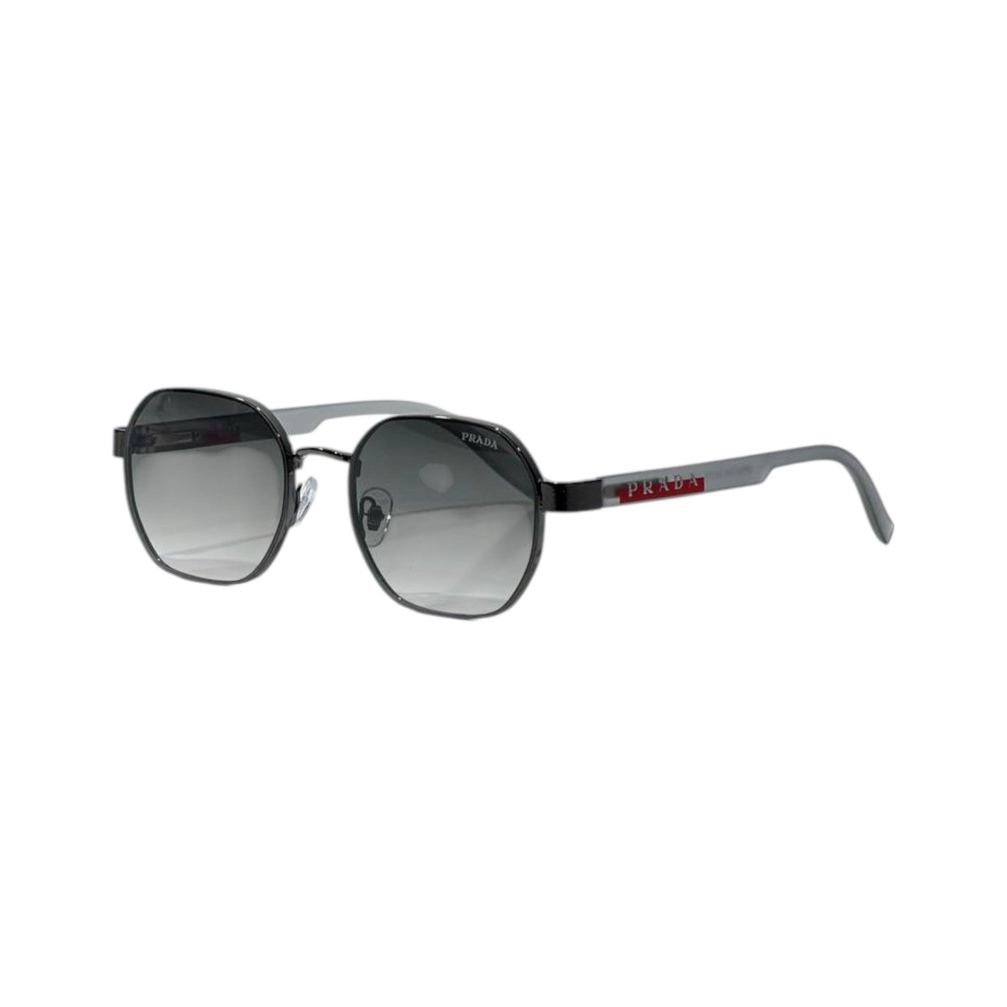 🕶️ Prada Linea Rossa Round Metal Sunglasses – Silver & Black Edition ✨