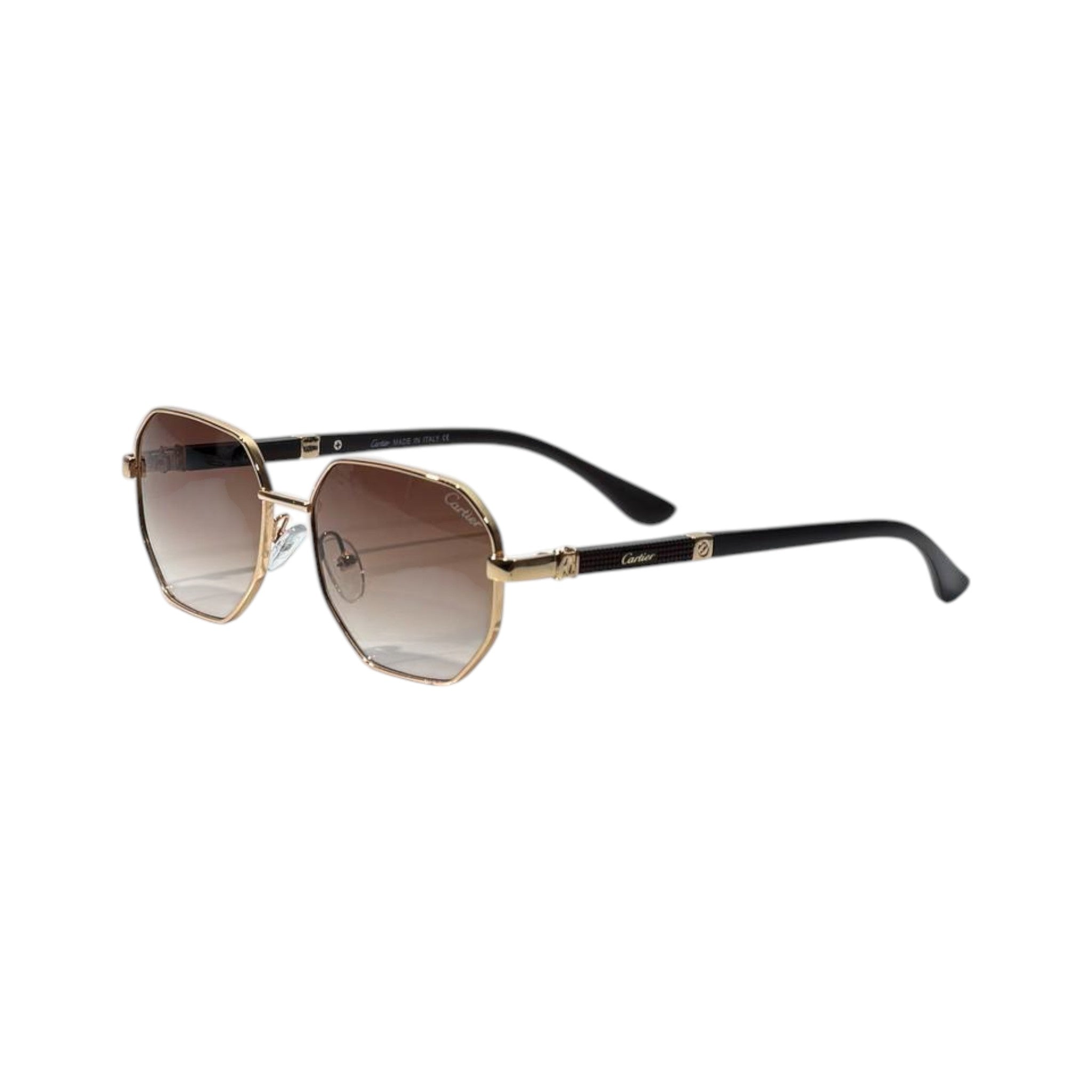 ๐ถ๏ธ Cartier Geometric Luxury Sunglasses โ Gold & Brown Gradient Edition โจ