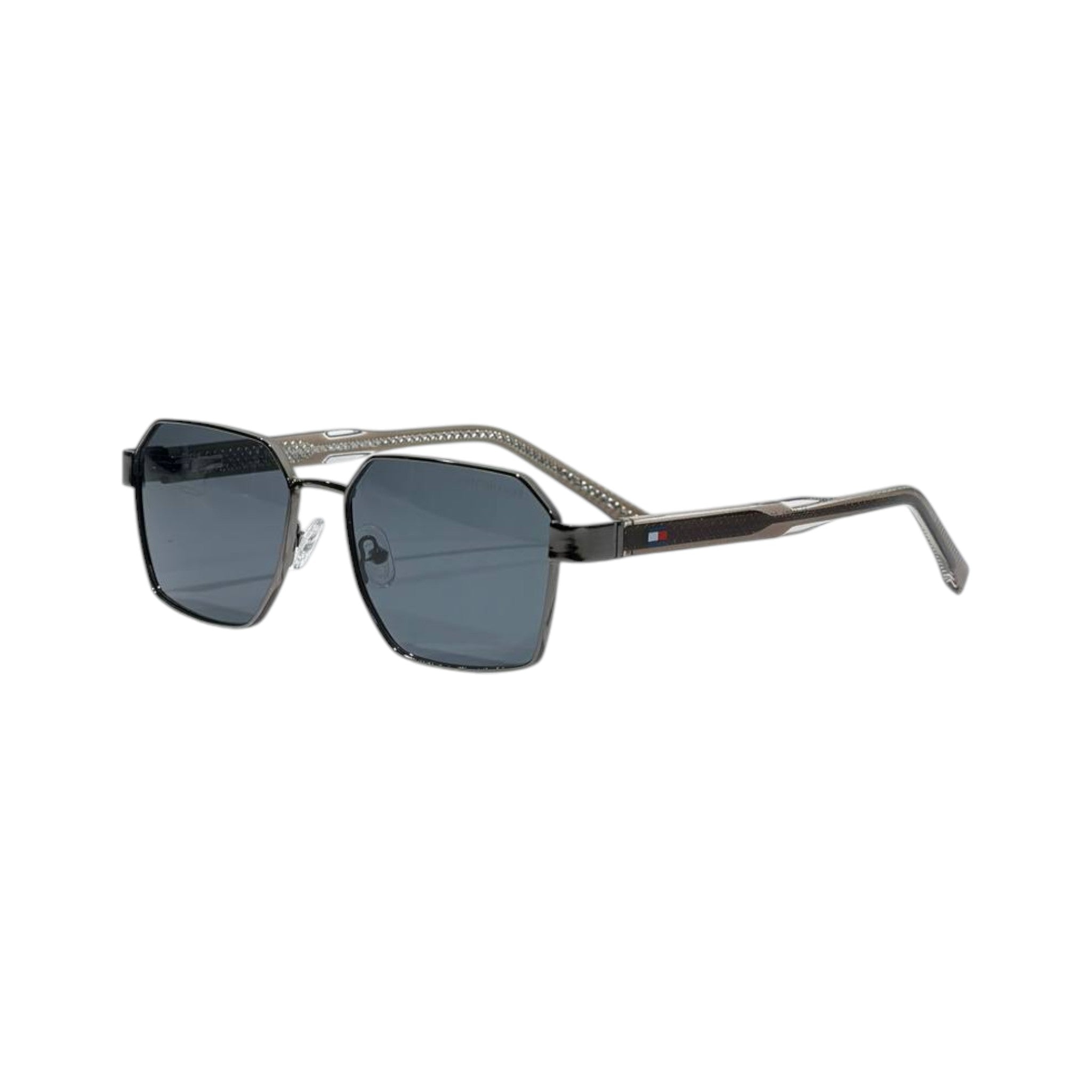 🕶️ Tommy Hilfiger Geometric Metal Sunglasses – Gunmetal Edition ✨
