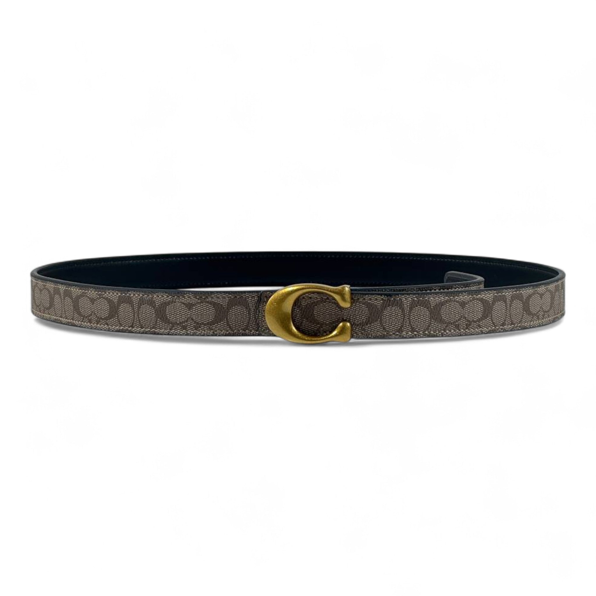 🖤✨ Coach Signature Canvas Belt with Gold “C” Buckle – 115cm 👑💎