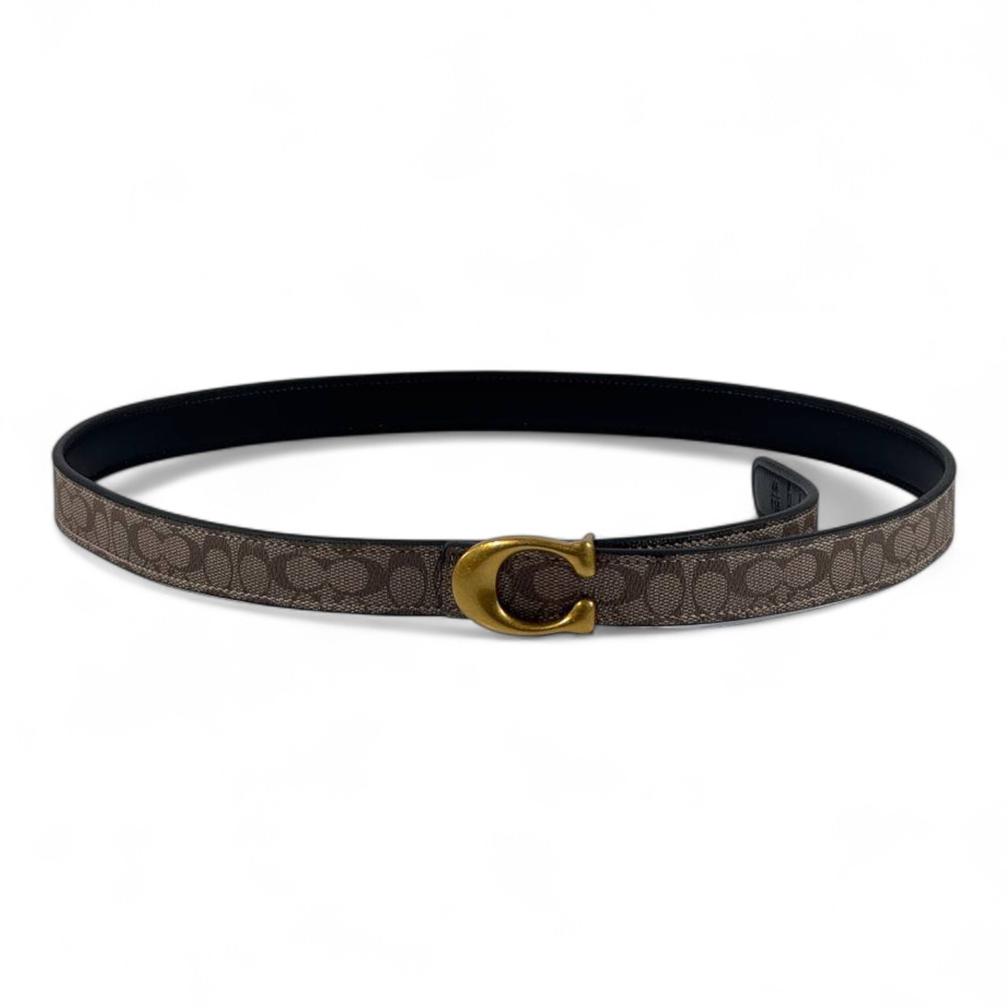 🖤✨ Coach Signature Canvas Belt with Gold “C” Buckle – 115cm 👑💎