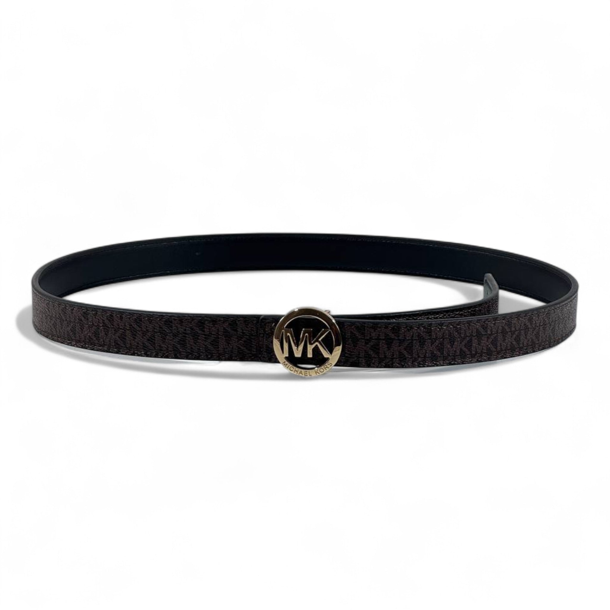 🖤✨ Michael Kors Signature Belt with Gold MK Logo Buckle – 110cm 👑💎