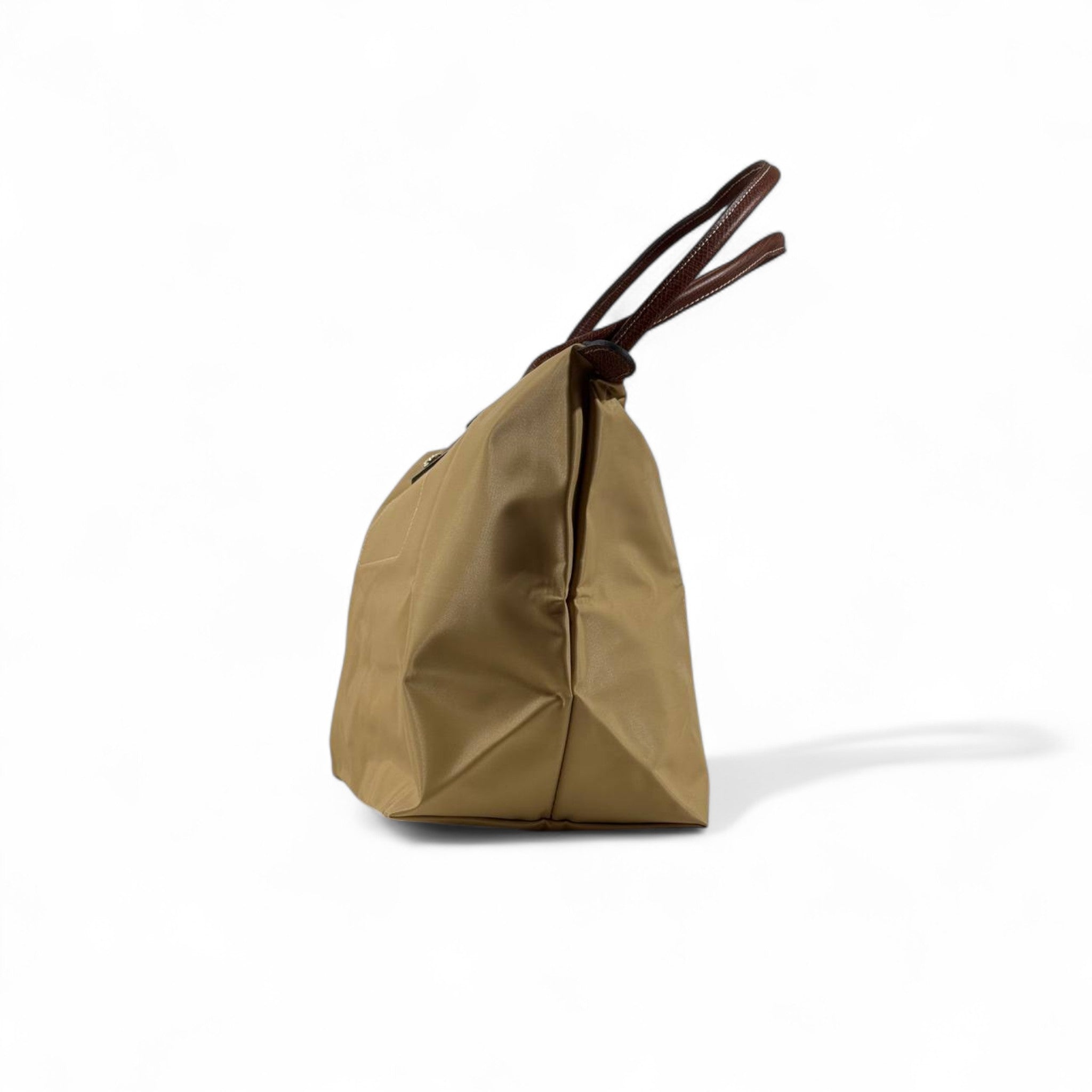 👜✨ Longchamp Le Pliage Tote Bag in Beige with Brown Leather Handles 👑💎