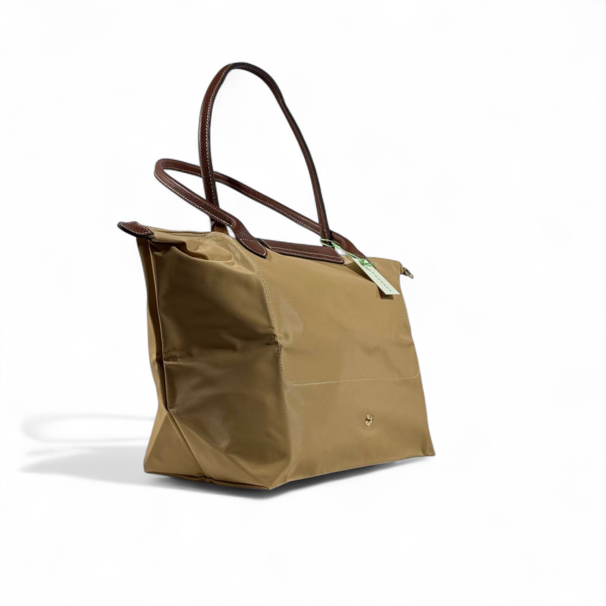 👜✨ Longchamp Le Pliage Tote Bag in Beige with Brown Leather Handles 👑💎
