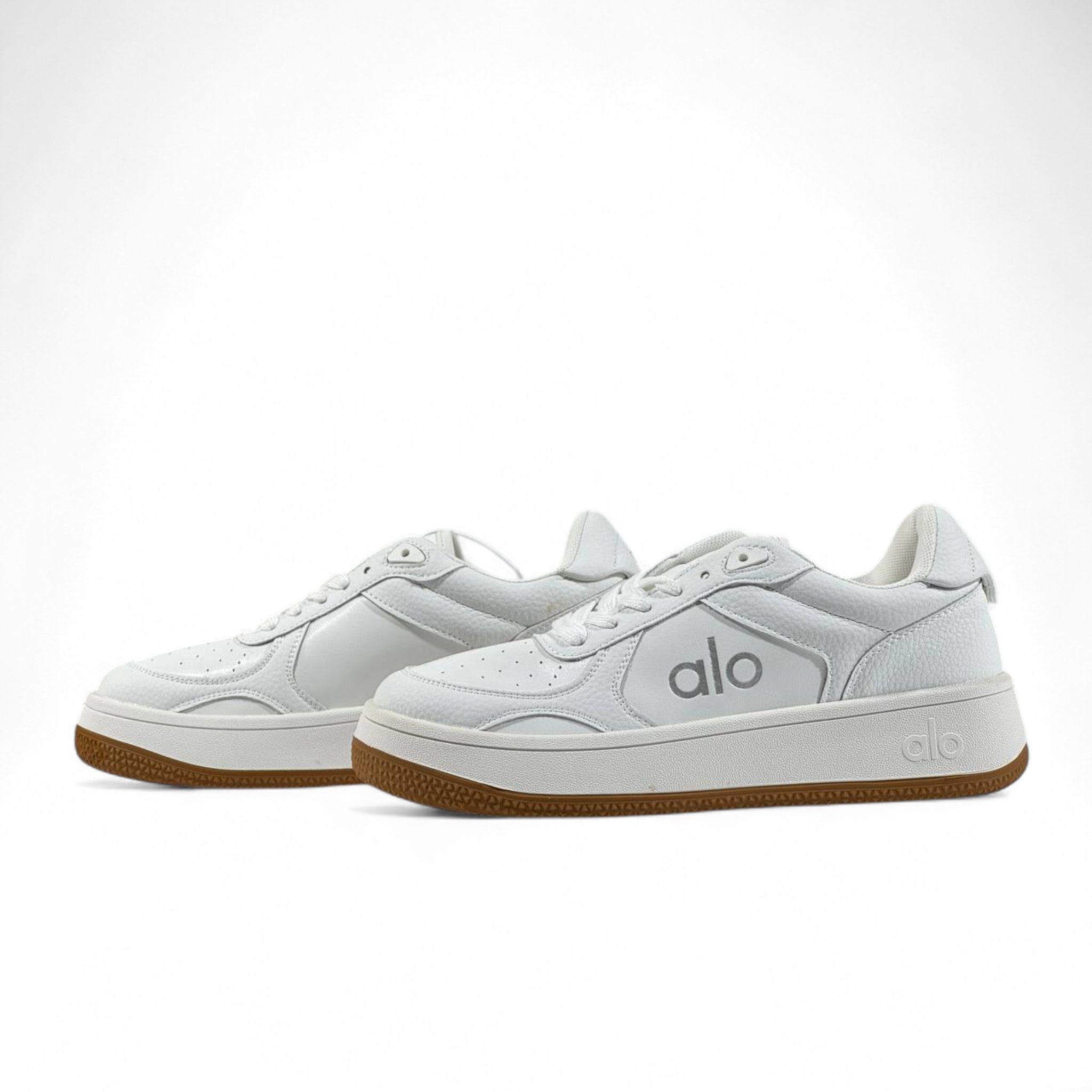 Alo White Leather Sneakers ๐โจ Unisex with Gum Sole